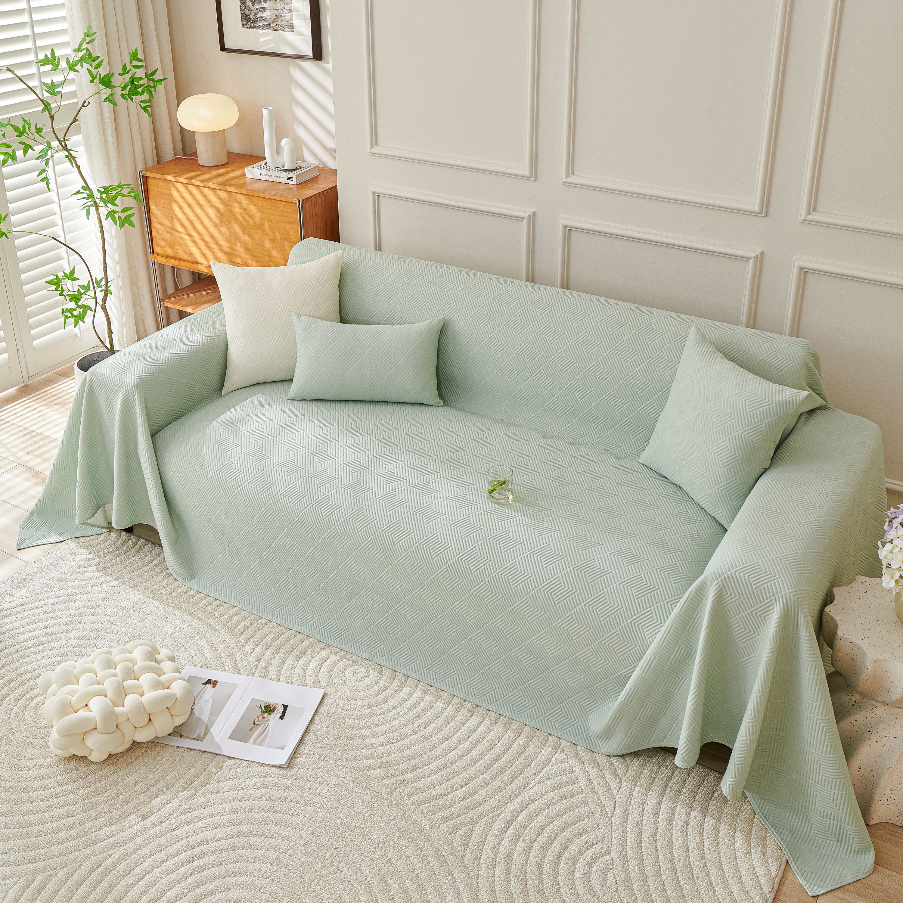 Cooling Scratch Proof Large Sofa Throw Cover, Geometric Texture Couch Protector - Image 87