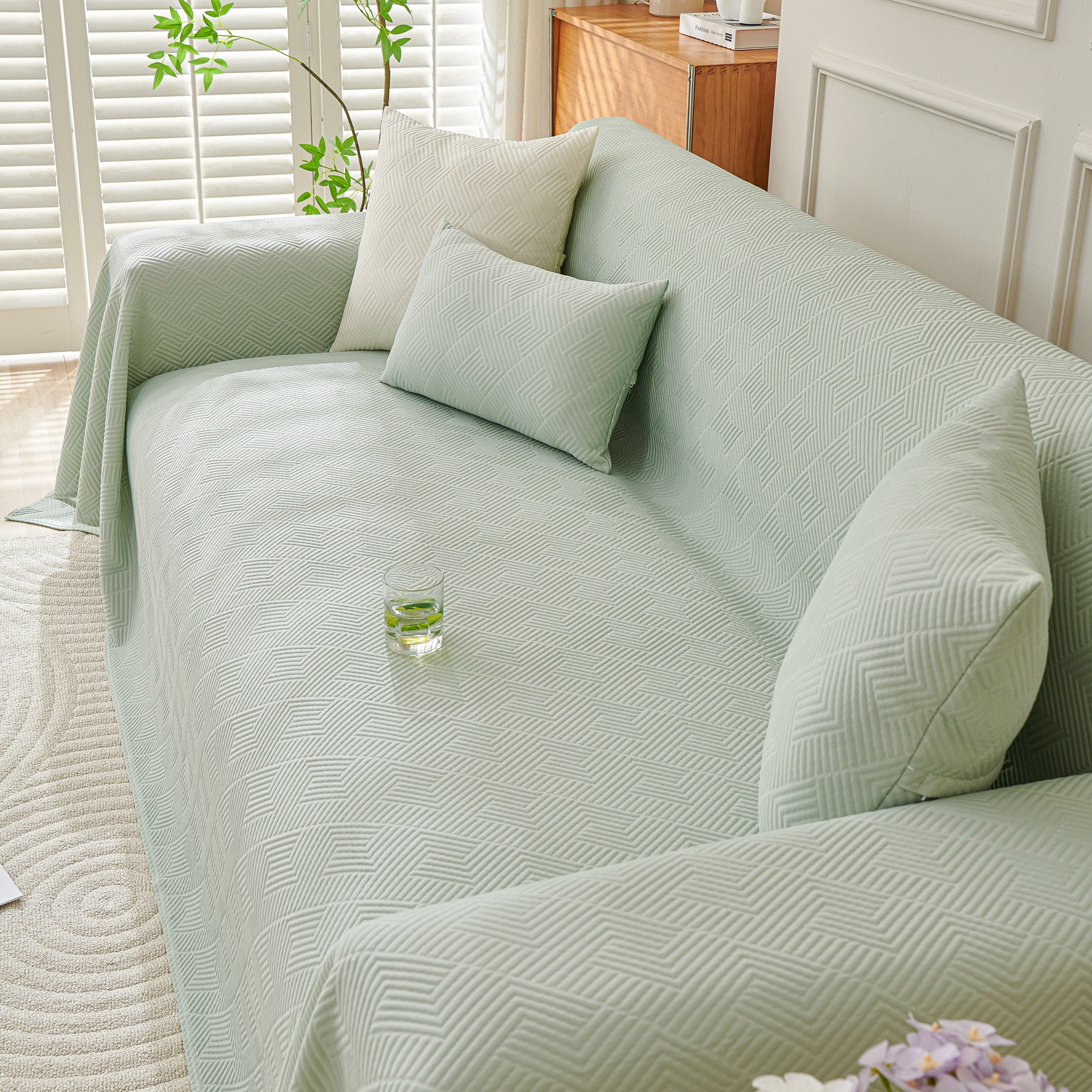 Cooling Scratch Proof Large Sofa Throw Cover, Geometric Texture Couch Protector - Image 90