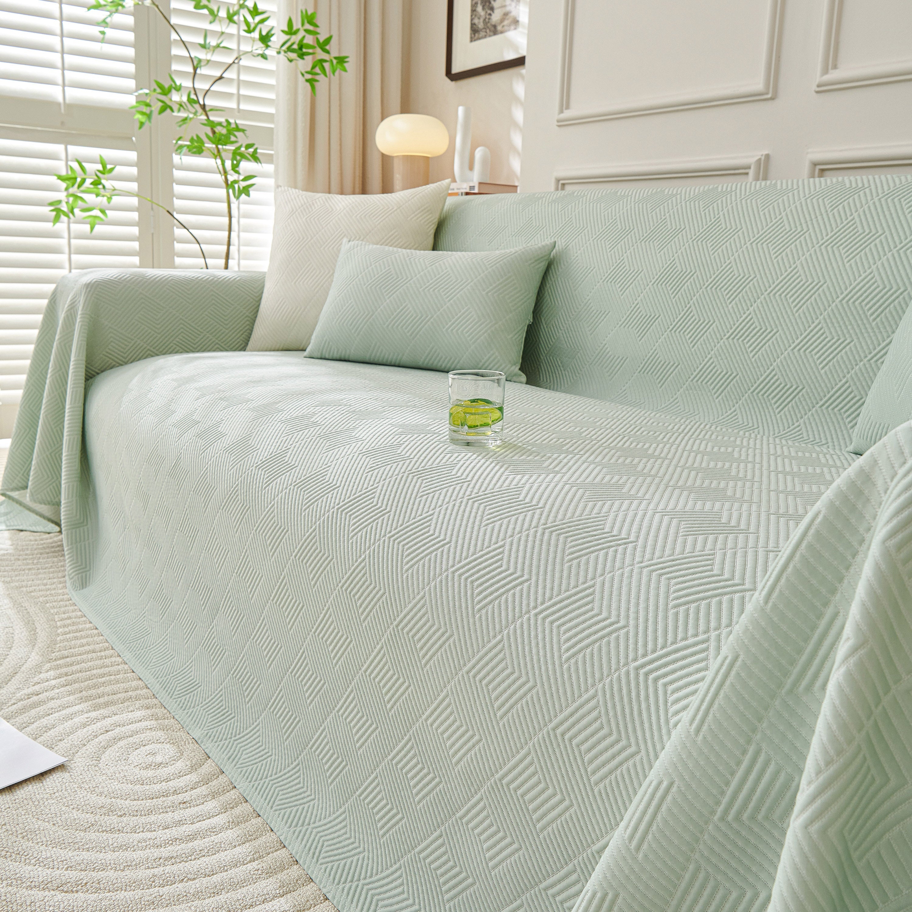 Cooling Scratch Proof Large Sofa Throw Cover, Geometric Texture Couch Protector - Image 92