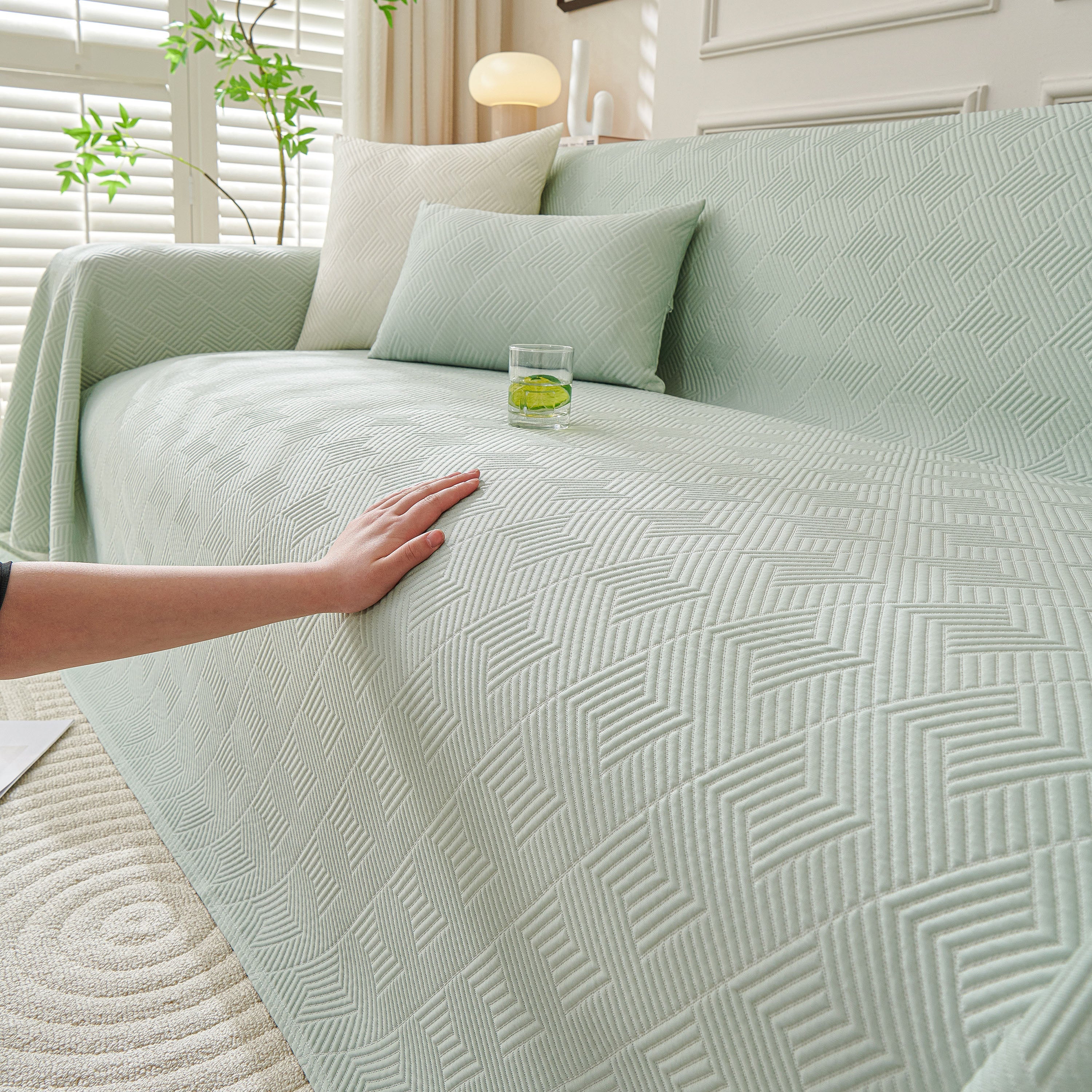 Cooling Scratch Proof Large Sofa Throw Cover, Geometric Texture Couch Protector - Image 97