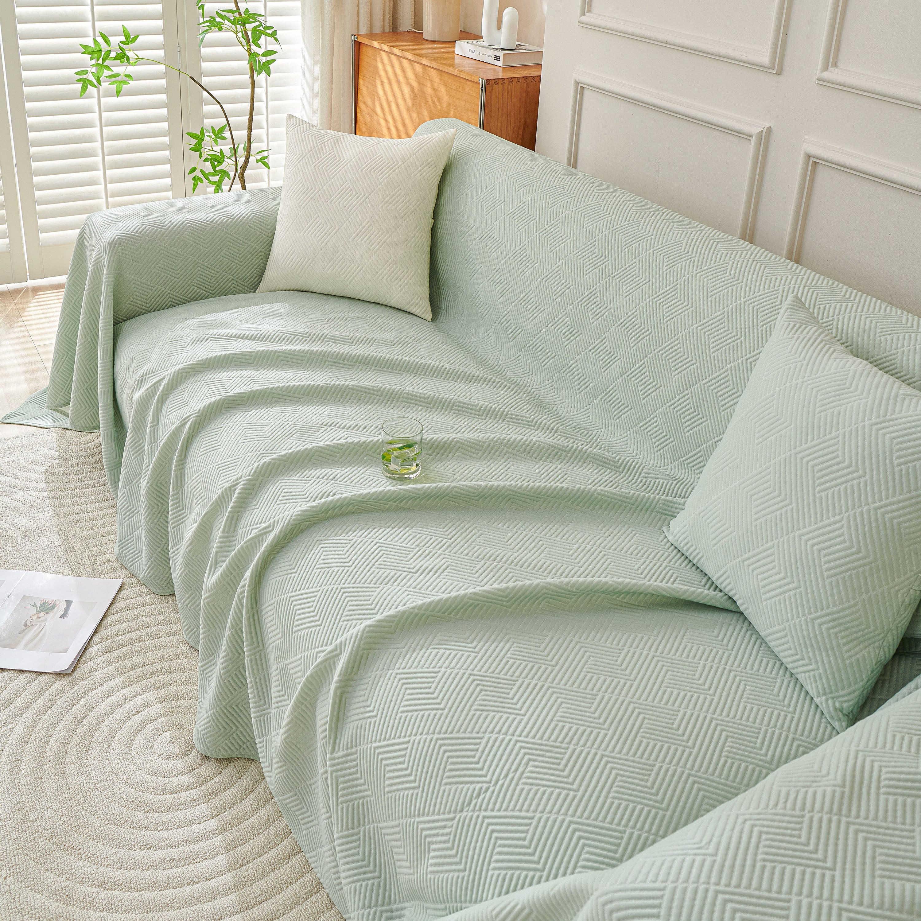 Cooling Scratch Proof Large Sofa Throw Cover, Geometric Texture Couch Protector - Image 99