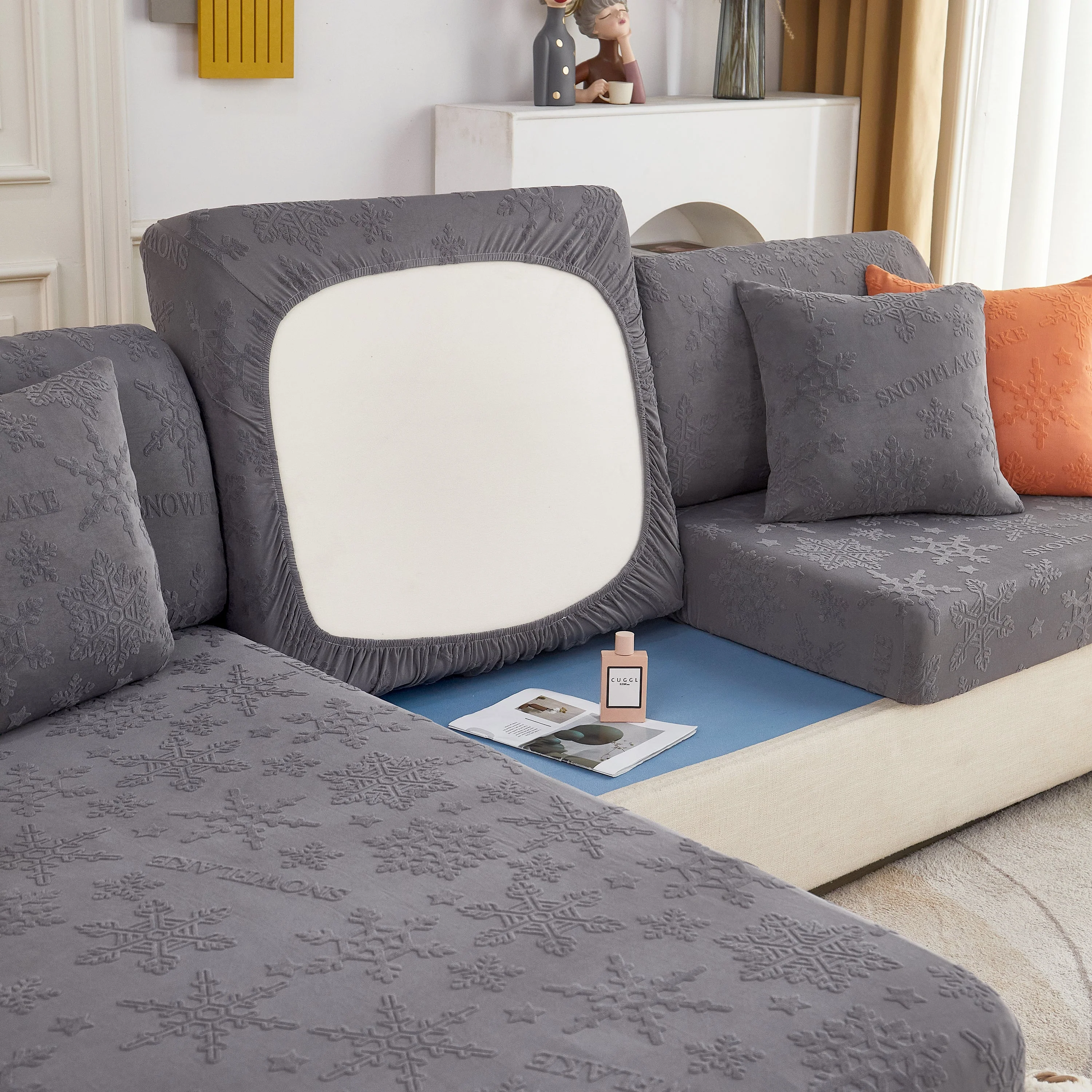 Cooling Silk Fabric Stretchable Cushion Cover, Non-Slip Furniture Protector for Kids, Chaise Lounge Cushion Covers - Image 19