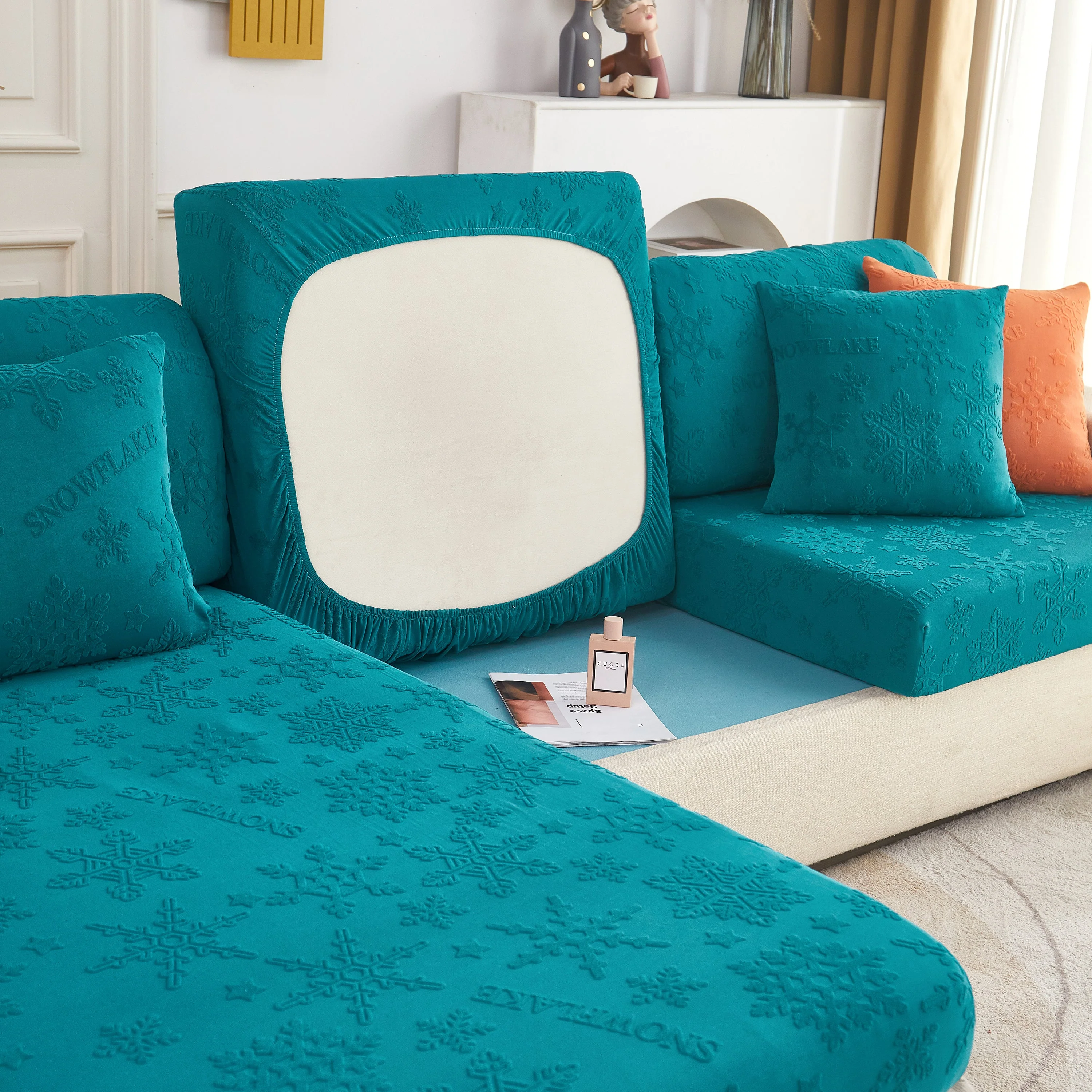 Cooling Silk Fabric Stretchable Cushion Cover, Non-Slip Furniture Protector for Kids, Chaise Lounge Cushion Covers - Image 22