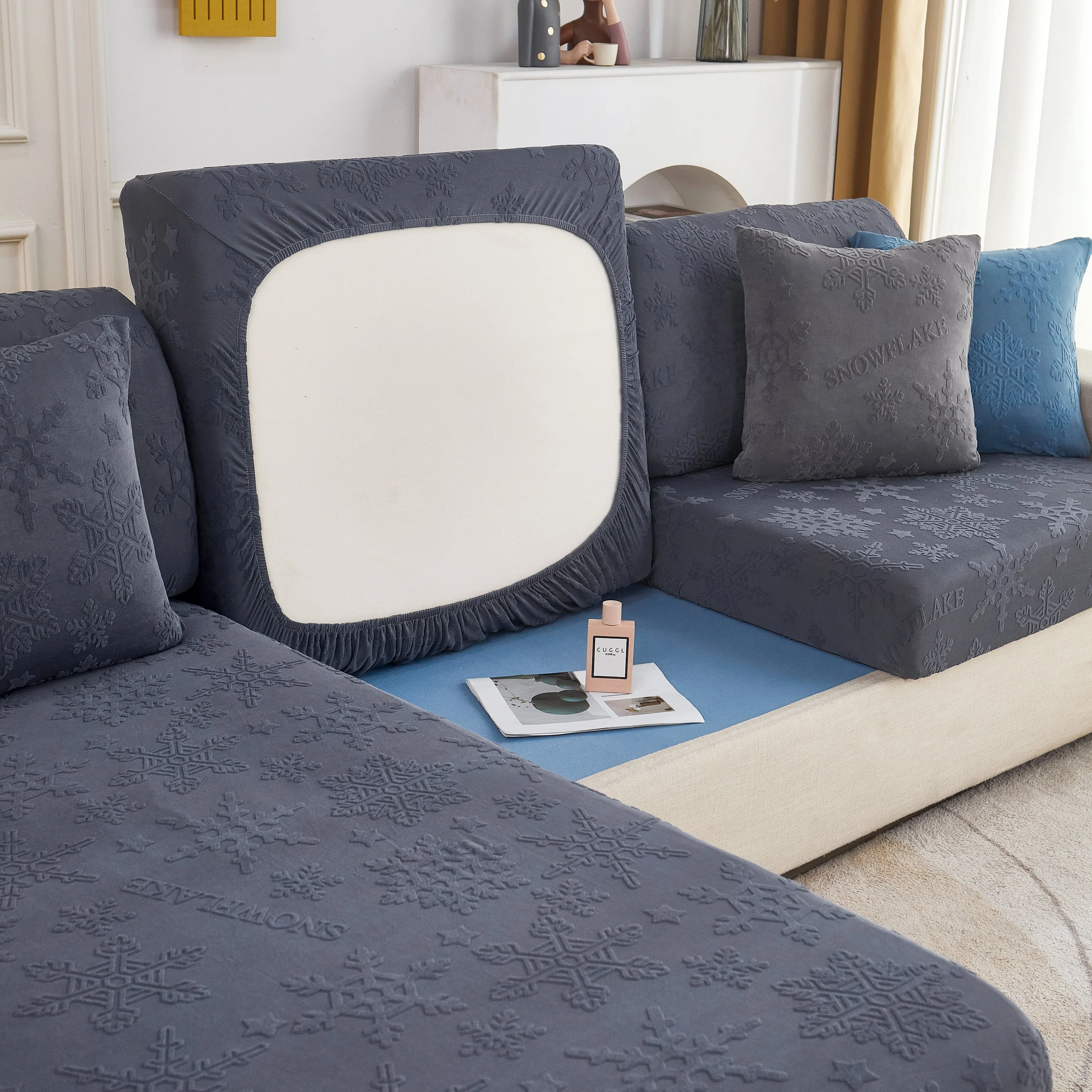 Cooling Silk Fabric Stretchable Cushion Cover, Non-Slip Furniture Protector for Kids, Chaise Lounge Cushion Covers - Image 25