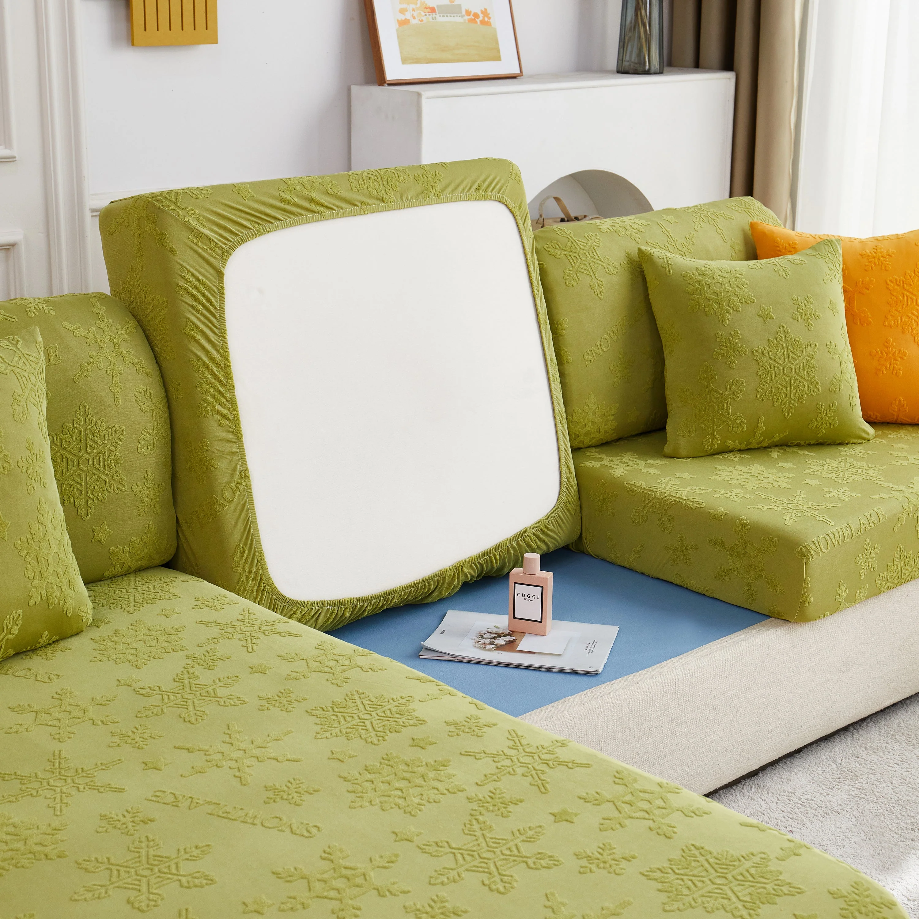 Cooling Silk Fabric Stretchable Cushion Cover, Non-Slip Furniture Protector for Kids, Chaise Lounge Cushion Covers - Image 28