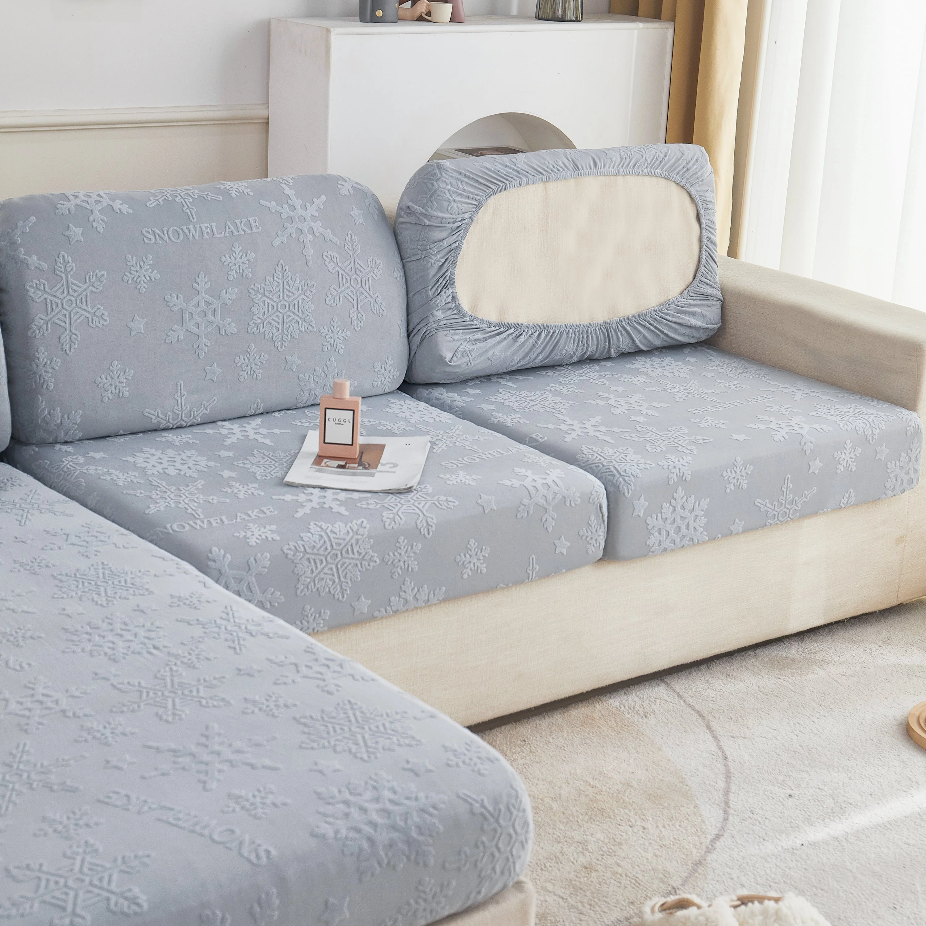 Cooling Silk Fabric Stretchable Cushion Cover, Non-Slip Furniture Protector for Kids, Chaise Lounge Cushion Covers - Image 30