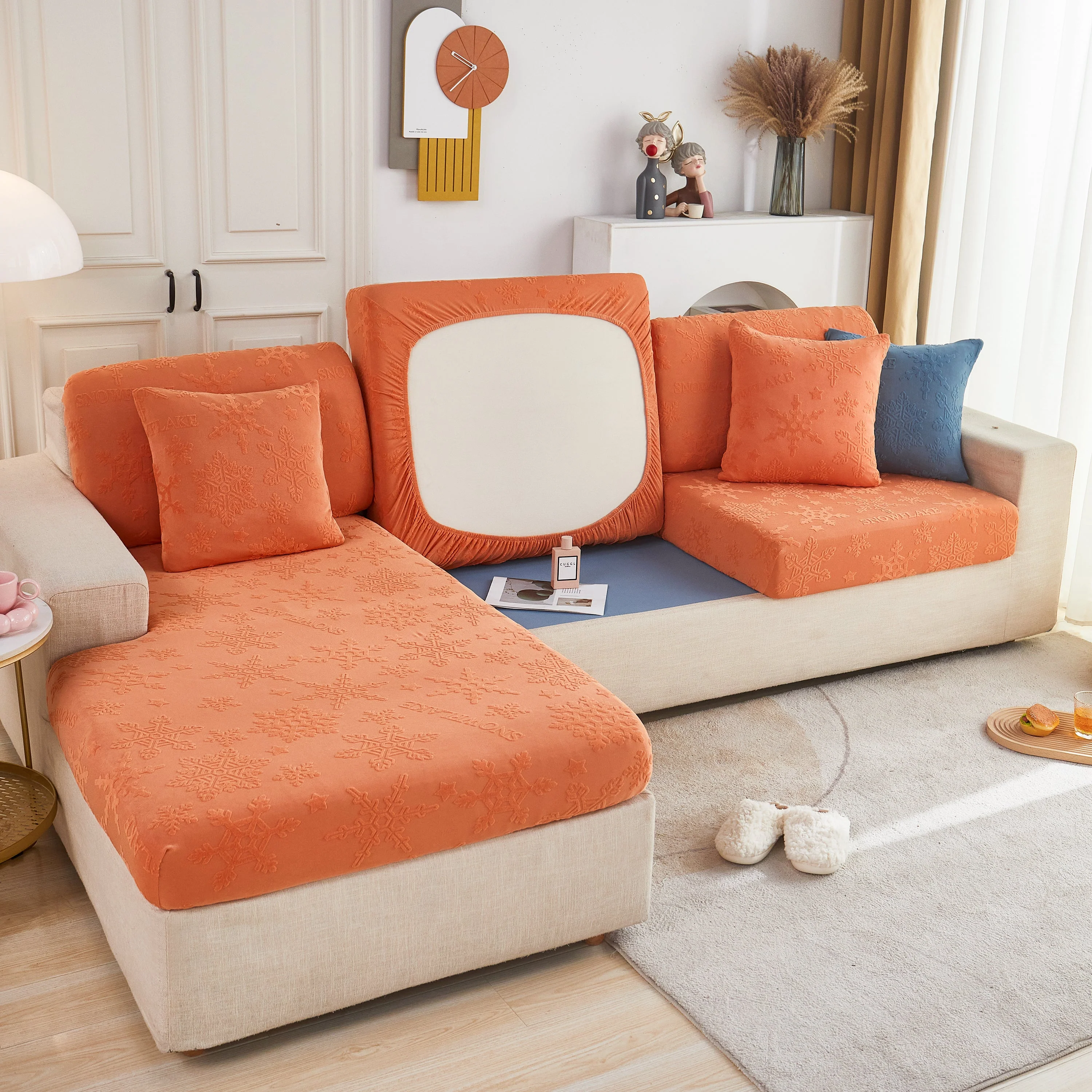 Cooling Silk Fabric Stretchable Cushion Cover, Non-Slip Furniture Protector for Kids, Chaise Lounge Cushion Covers - Image 9