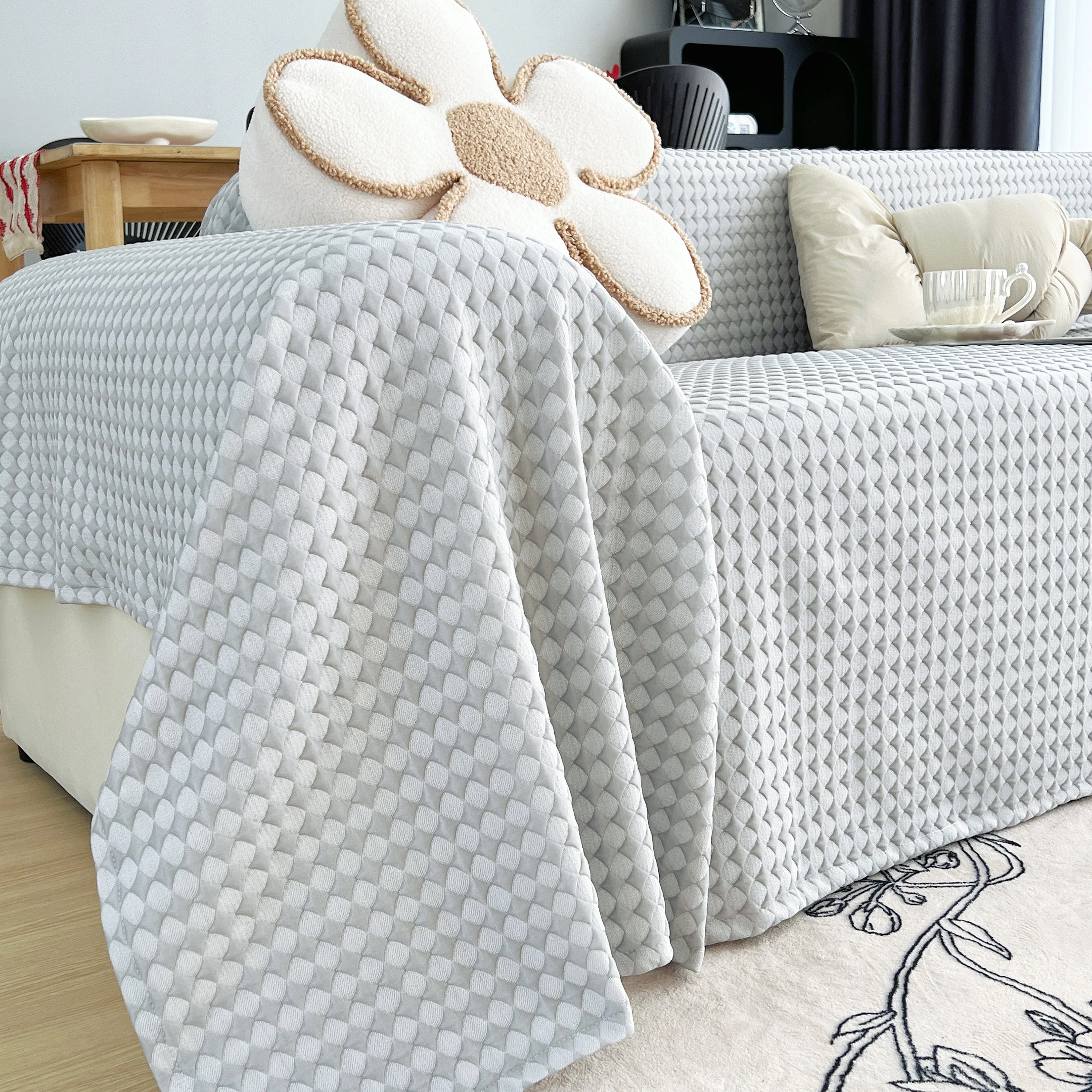 Cooling Textured Sofa Cover Washable Soft Couch Throw Blanket for Summer & Pets - Image 21