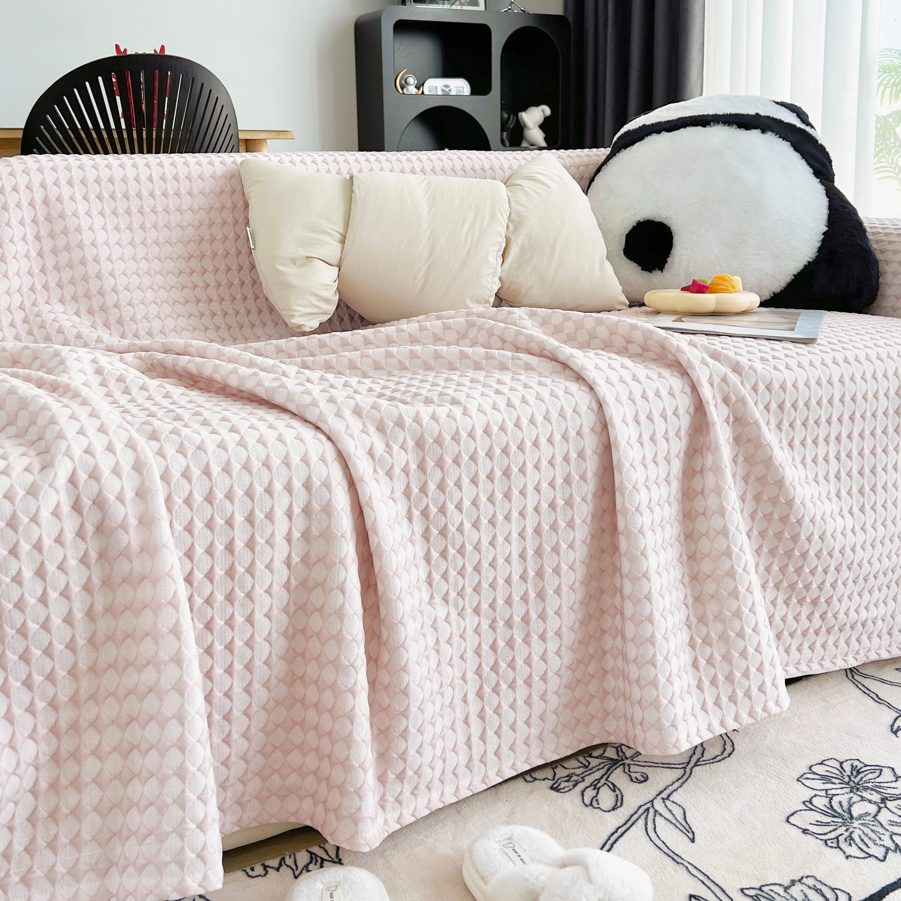 Cooling Textured Sofa Cover Washable Soft Couch Throw Blanket for Summer & Pets - Image 40