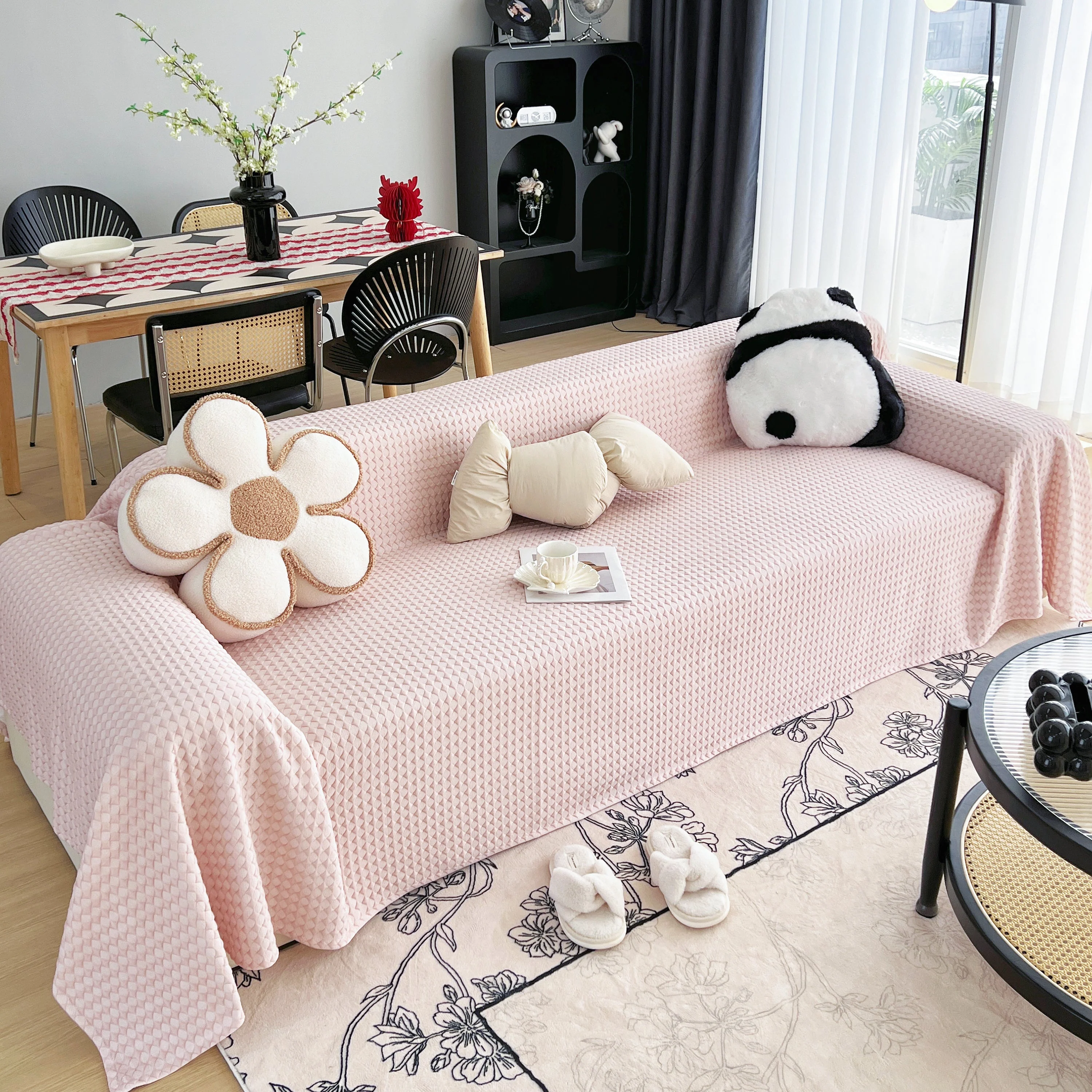 Cooling Textured Sofa Cover Washable Soft Couch Throw Blanket for Summer & Pets - Image 44