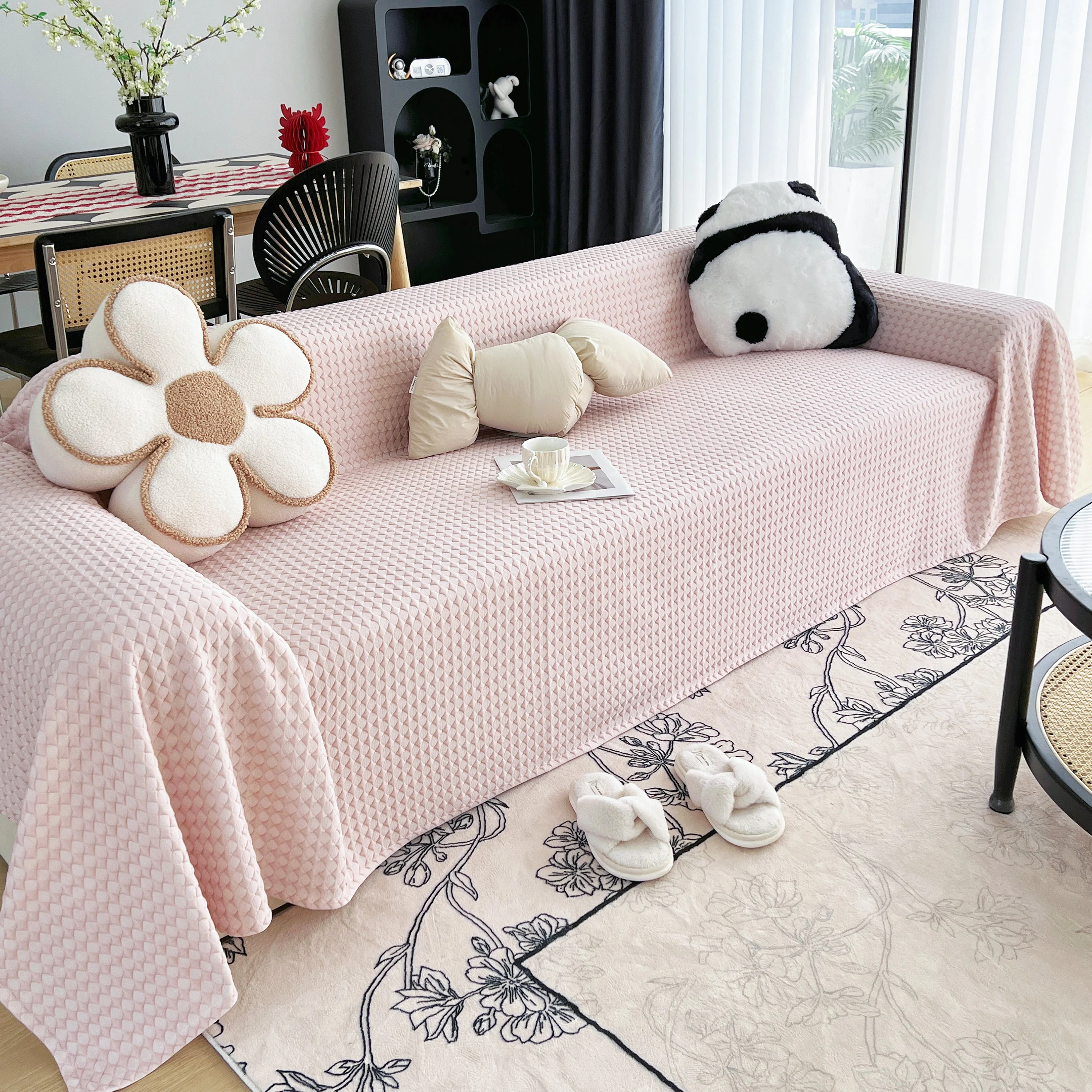 Cooling Textured Sofa Cover Washable Soft Couch Throw Blanket for Summer & Pets - Image 45