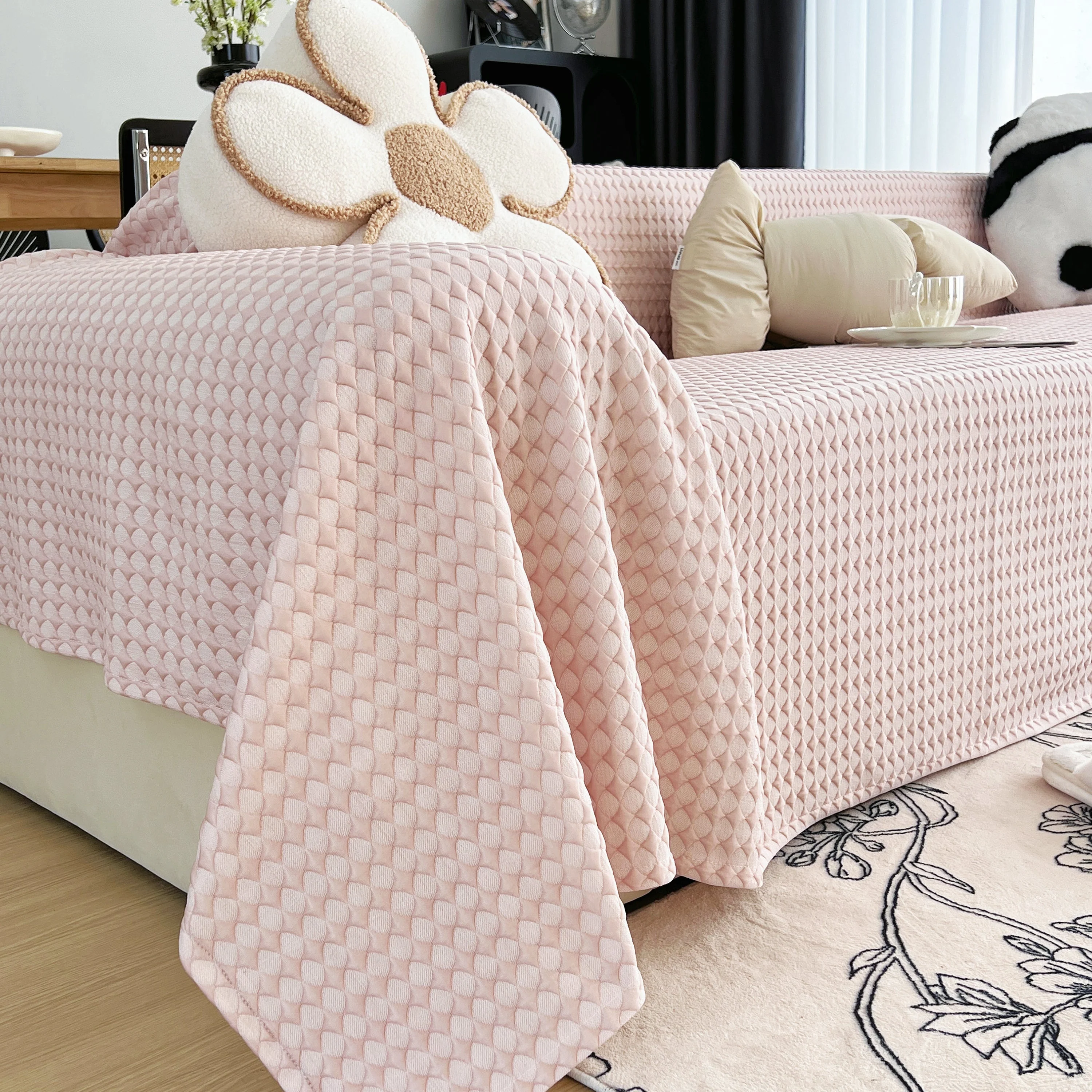 Cooling Textured Sofa Cover Washable Soft Couch Throw Blanket for Summer & Pets - Image 47