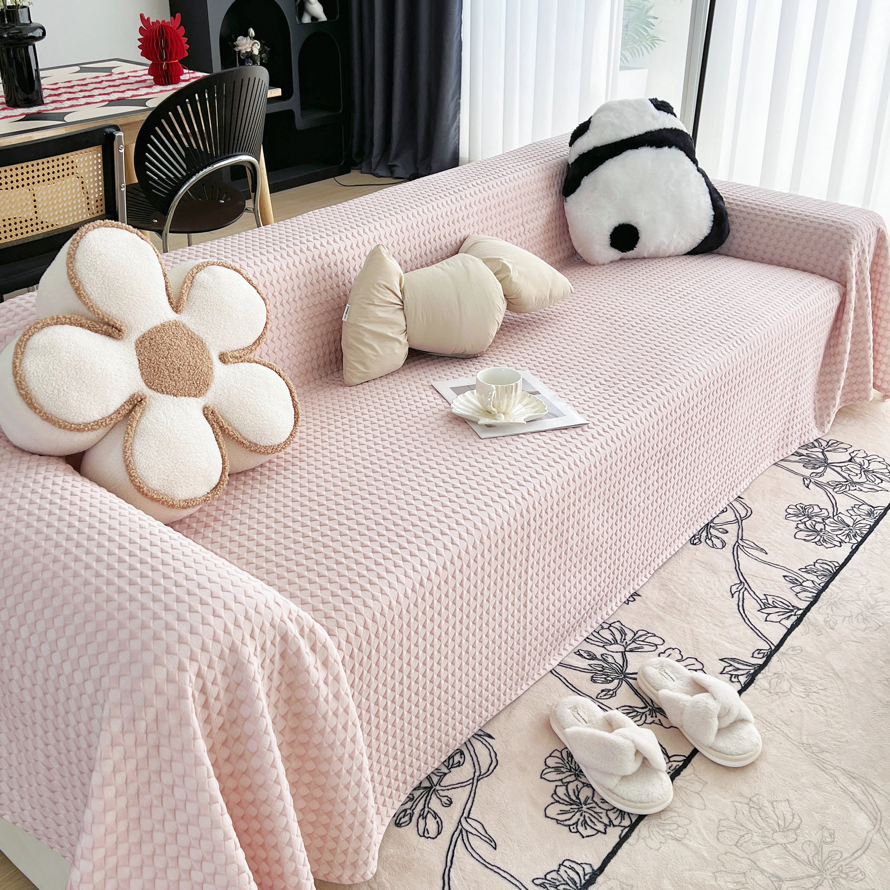 Cooling Textured Sofa Cover Washable Soft Couch Throw Blanket for Summer & Pets - Image 48