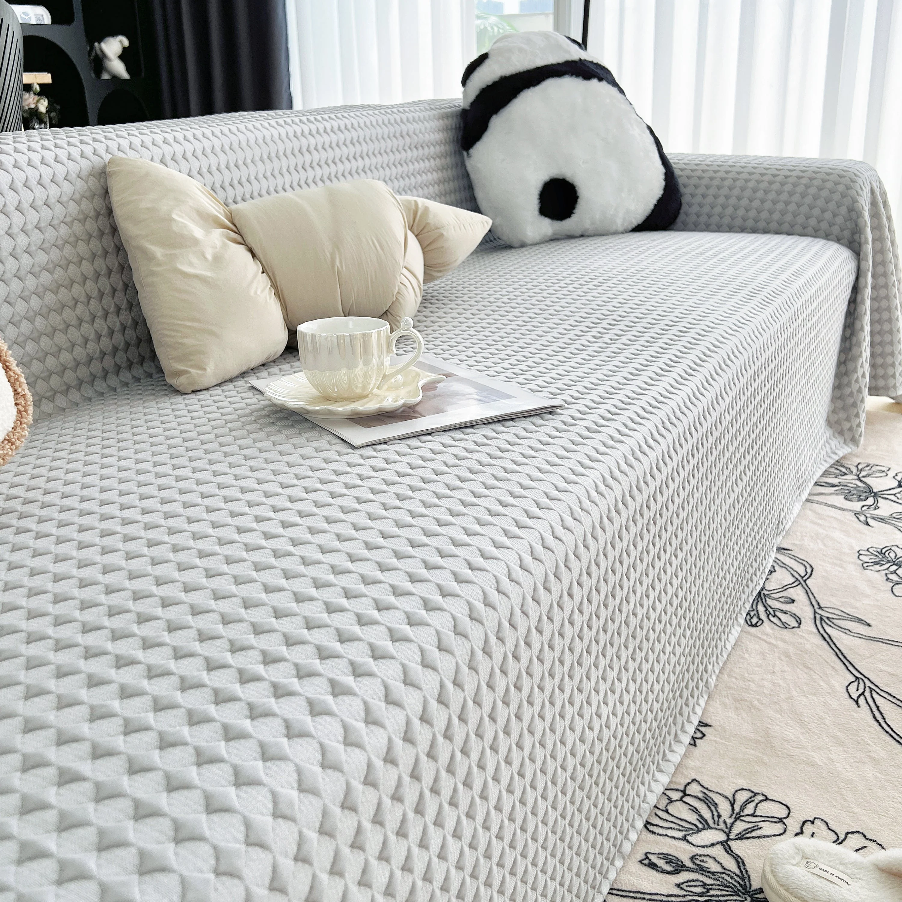 Cooling Textured Sofa Cover Washable Soft Couch Throw Blanket for Summer & Pets - Image 5
