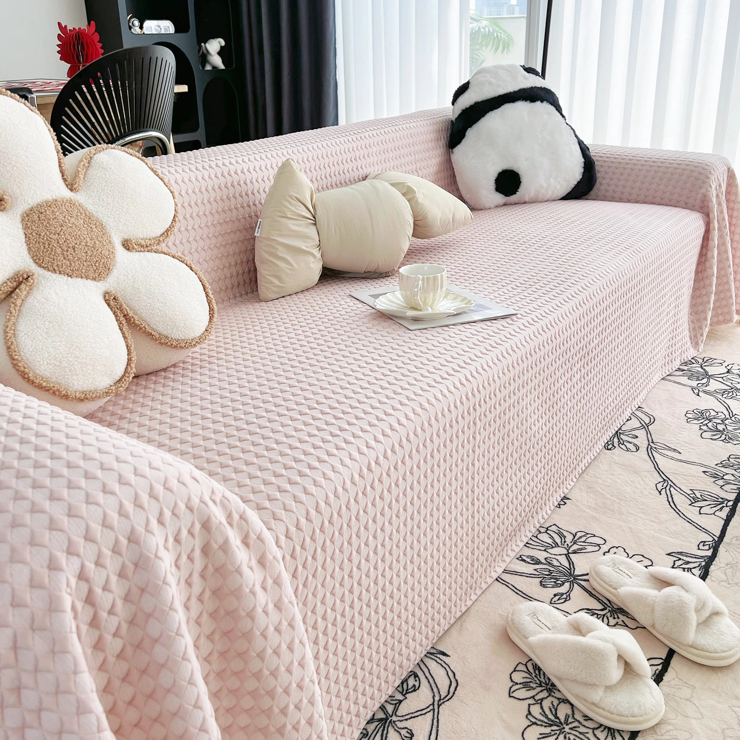 Cooling Textured Sofa Cover Washable Soft Couch Throw Blanket for Summer & Pets - Image 53