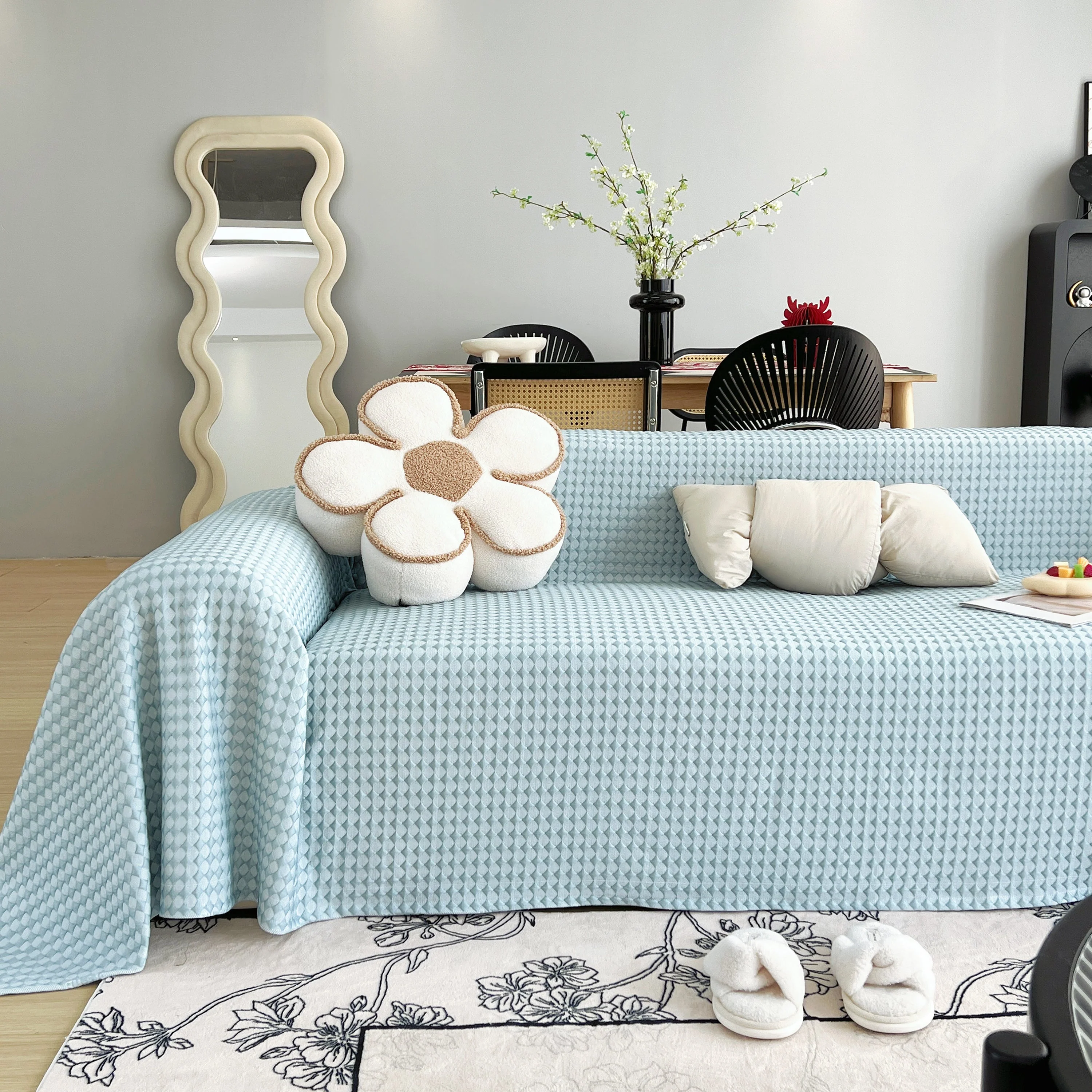 Cooling Textured Sofa Cover Washable Soft Couch Throw Blanket for Summer & Pets - Image 61