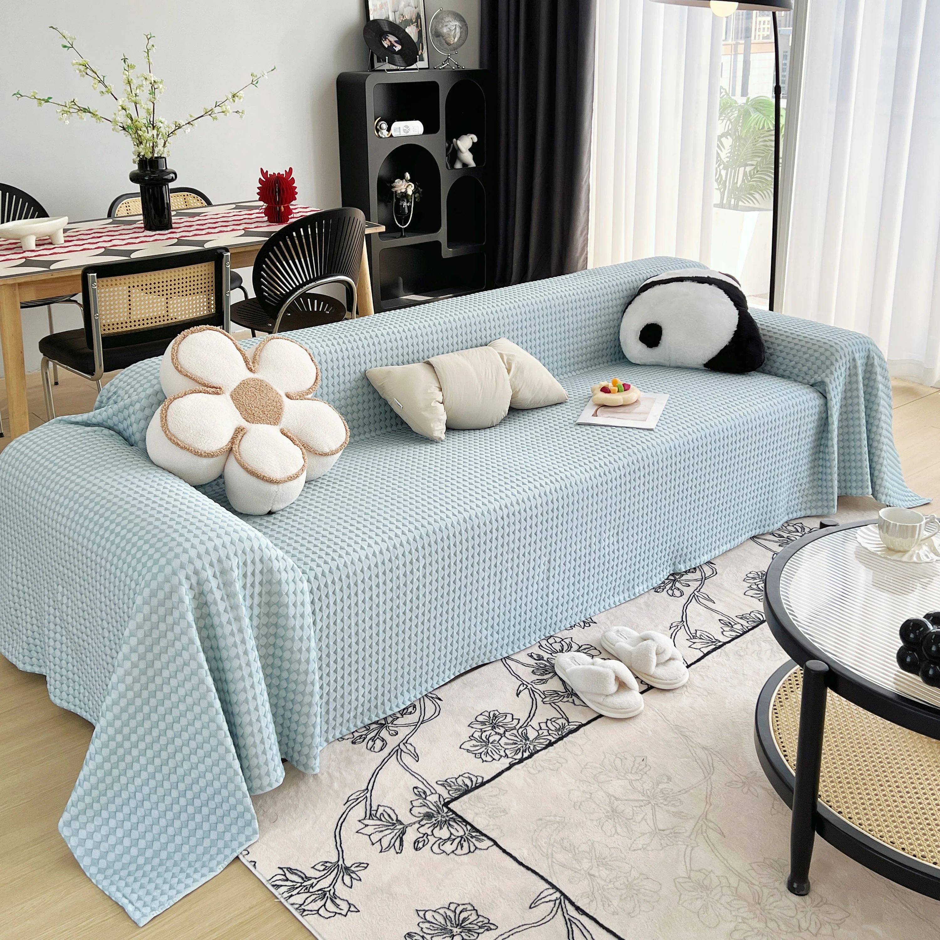 Cooling Textured Sofa Cover Washable Soft Couch Throw Blanket for Summer & Pets - Image 62