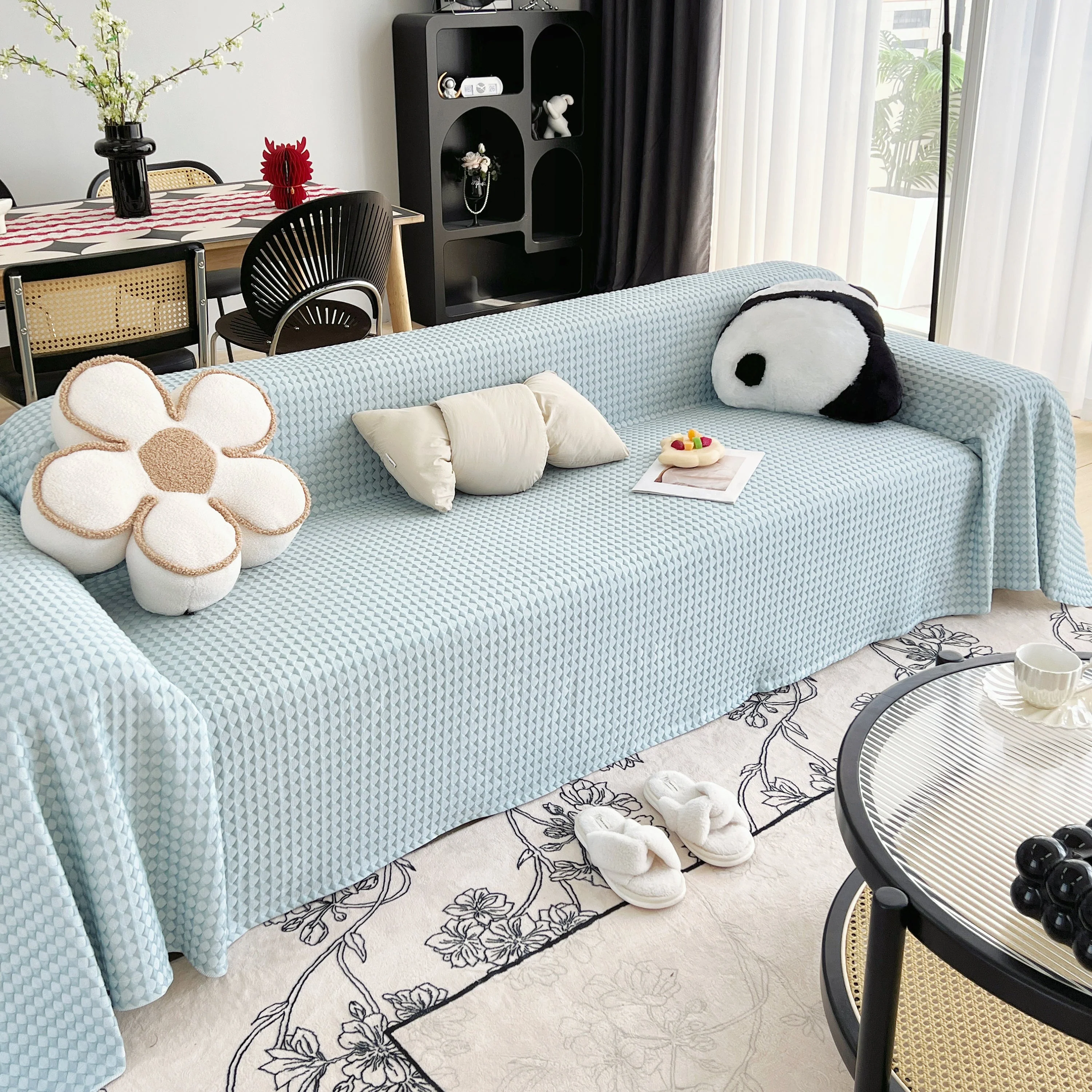 Cooling Textured Sofa Cover Washable Soft Couch Throw Blanket for Summer & Pets - Image 64