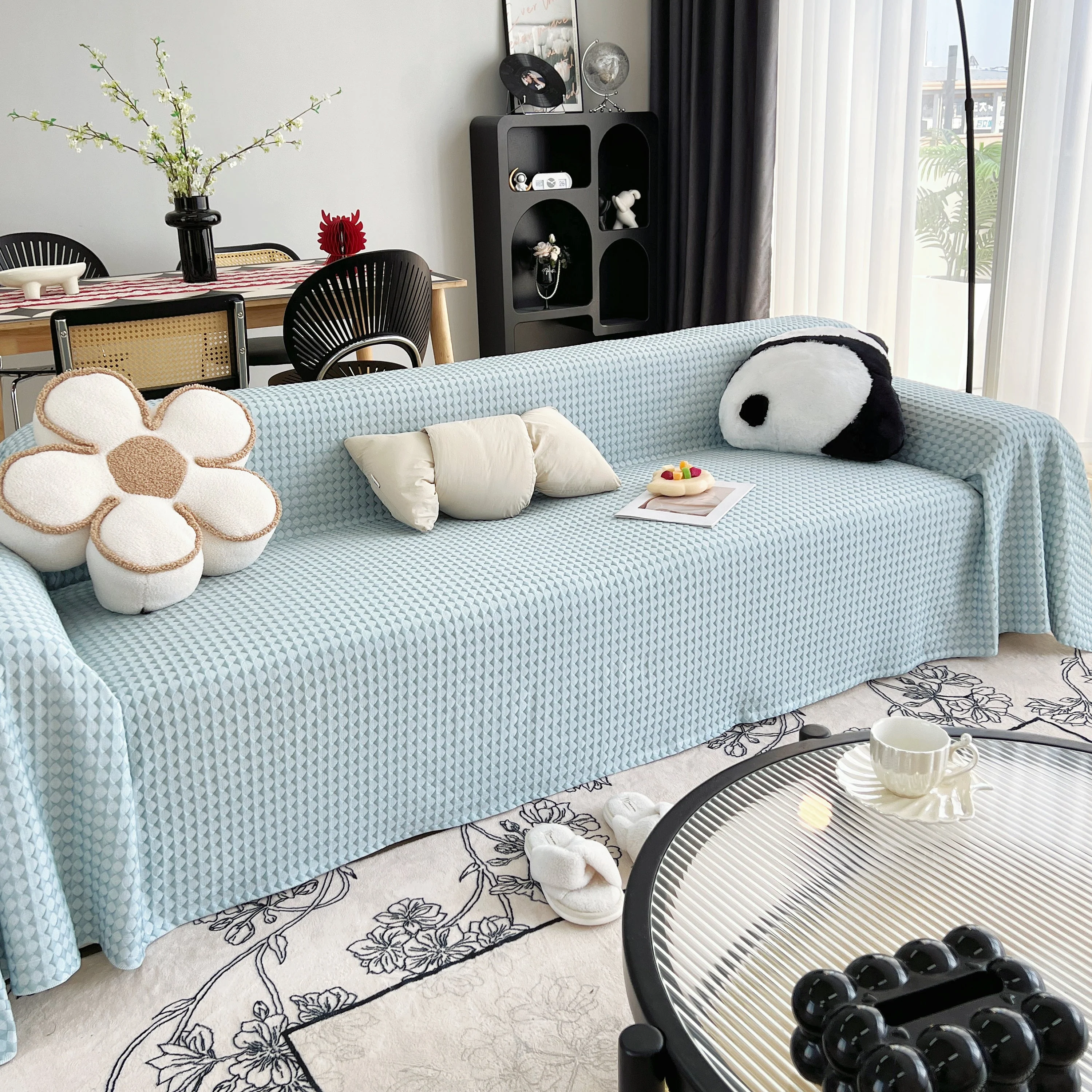 Cooling Textured Sofa Cover Washable Soft Couch Throw Blanket for Summer & Pets - Image 65