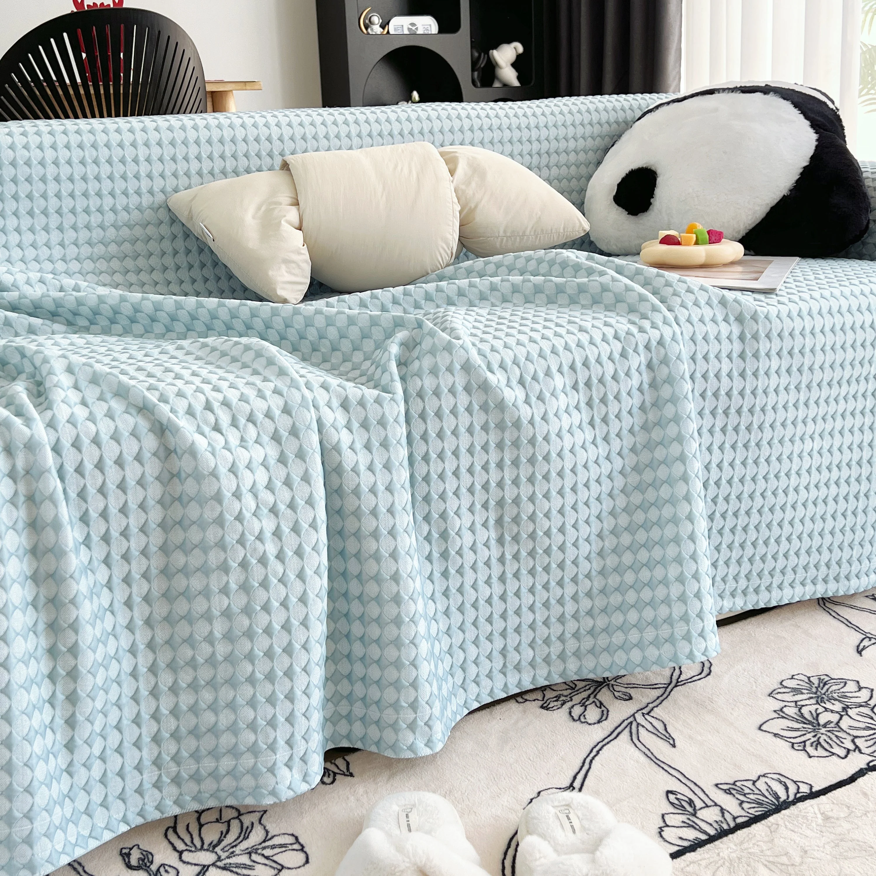 Cooling Textured Sofa Cover Washable Soft Couch Throw Blanket for Summer & Pets - Image 68