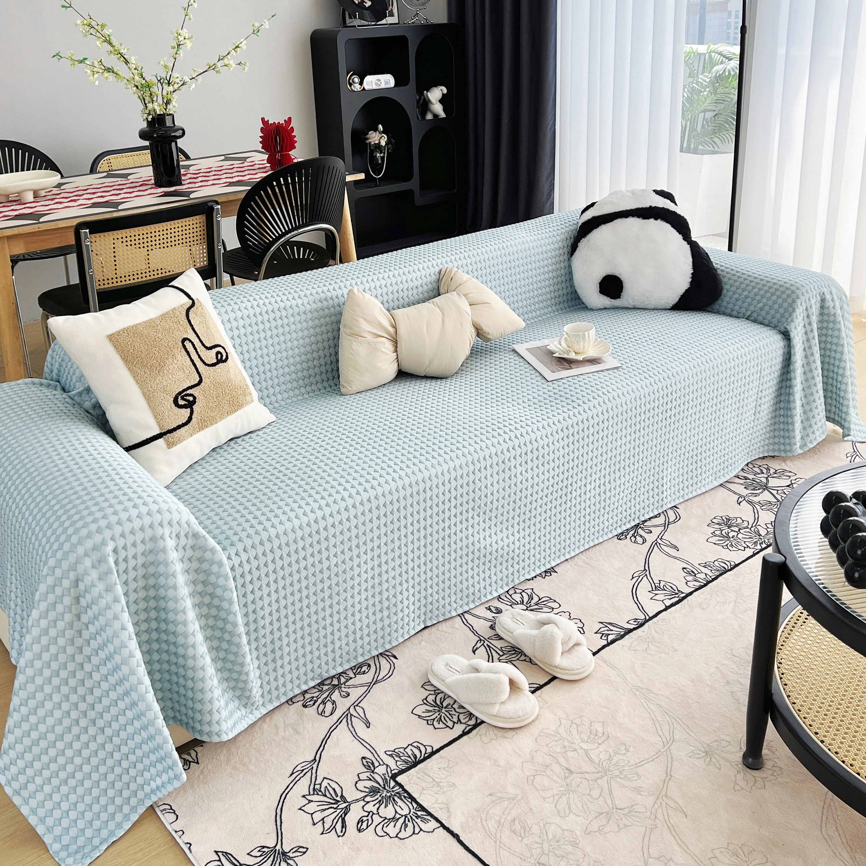 Cooling Textured Sofa Cover Washable Soft Couch Throw Blanket for Summer & Pets - Image 70