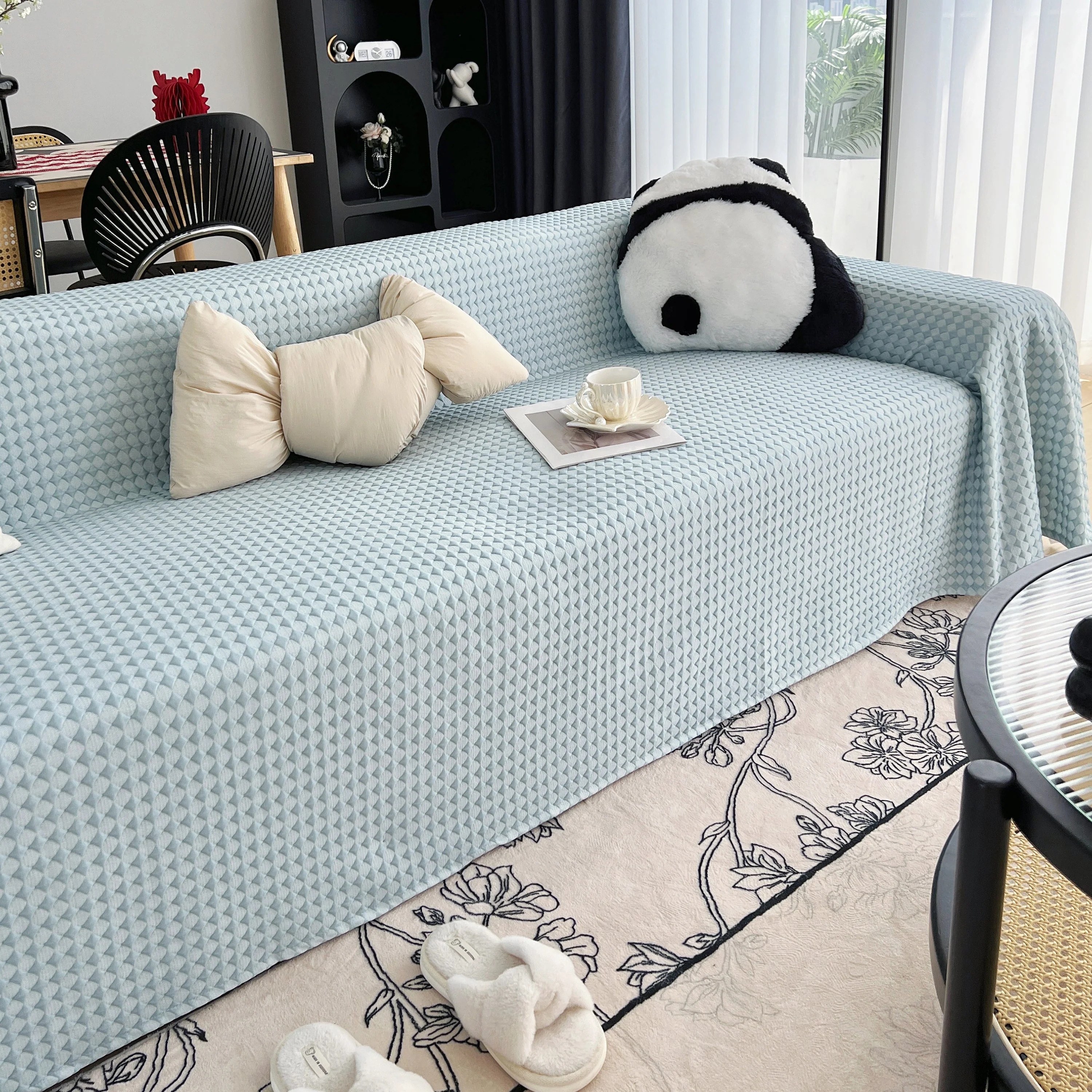 Cooling Textured Sofa Cover Washable Soft Couch Throw Blanket for Summer & Pets - Image 73