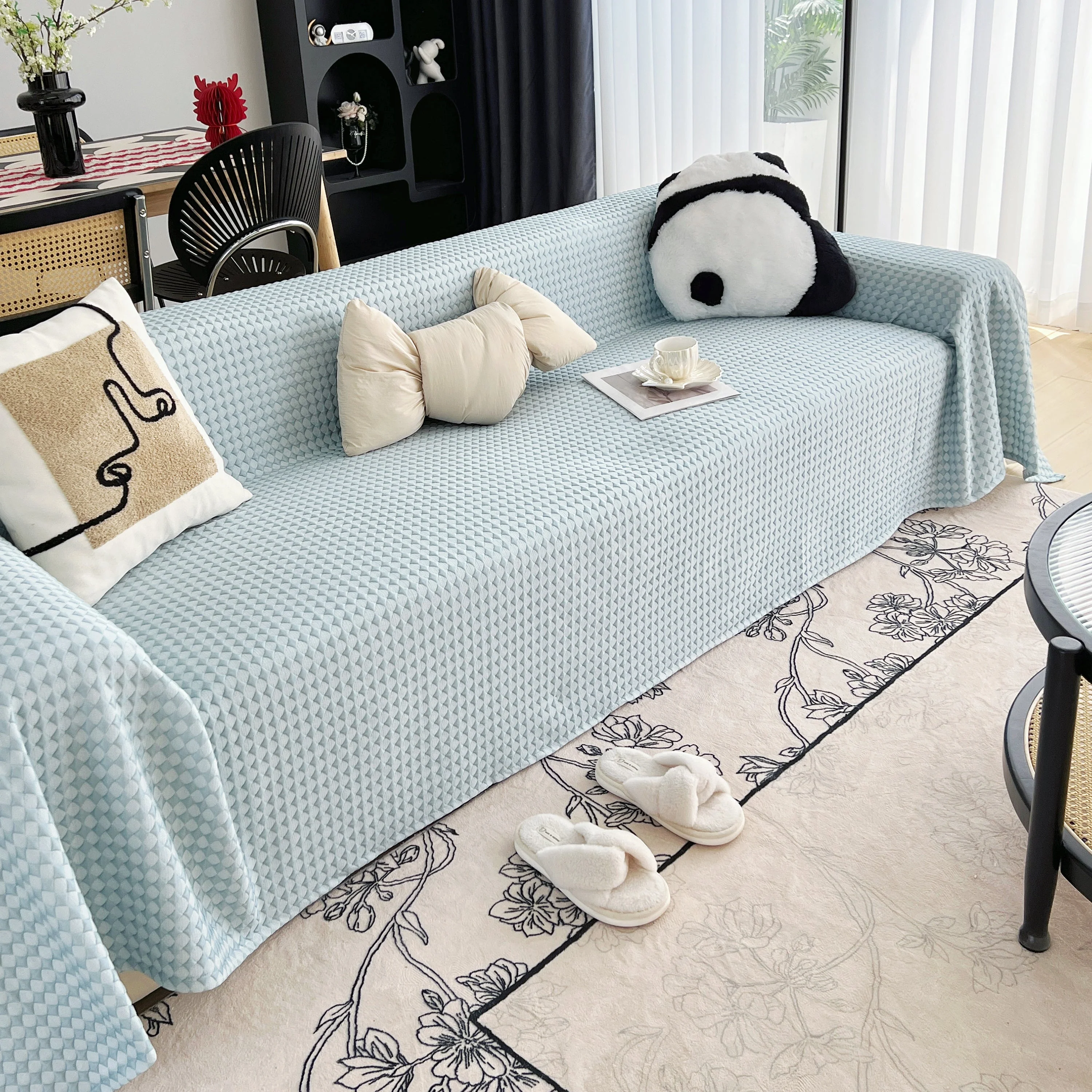 Cooling Textured Sofa Cover Washable Soft Couch Throw Blanket for Summer & Pets - Image 75