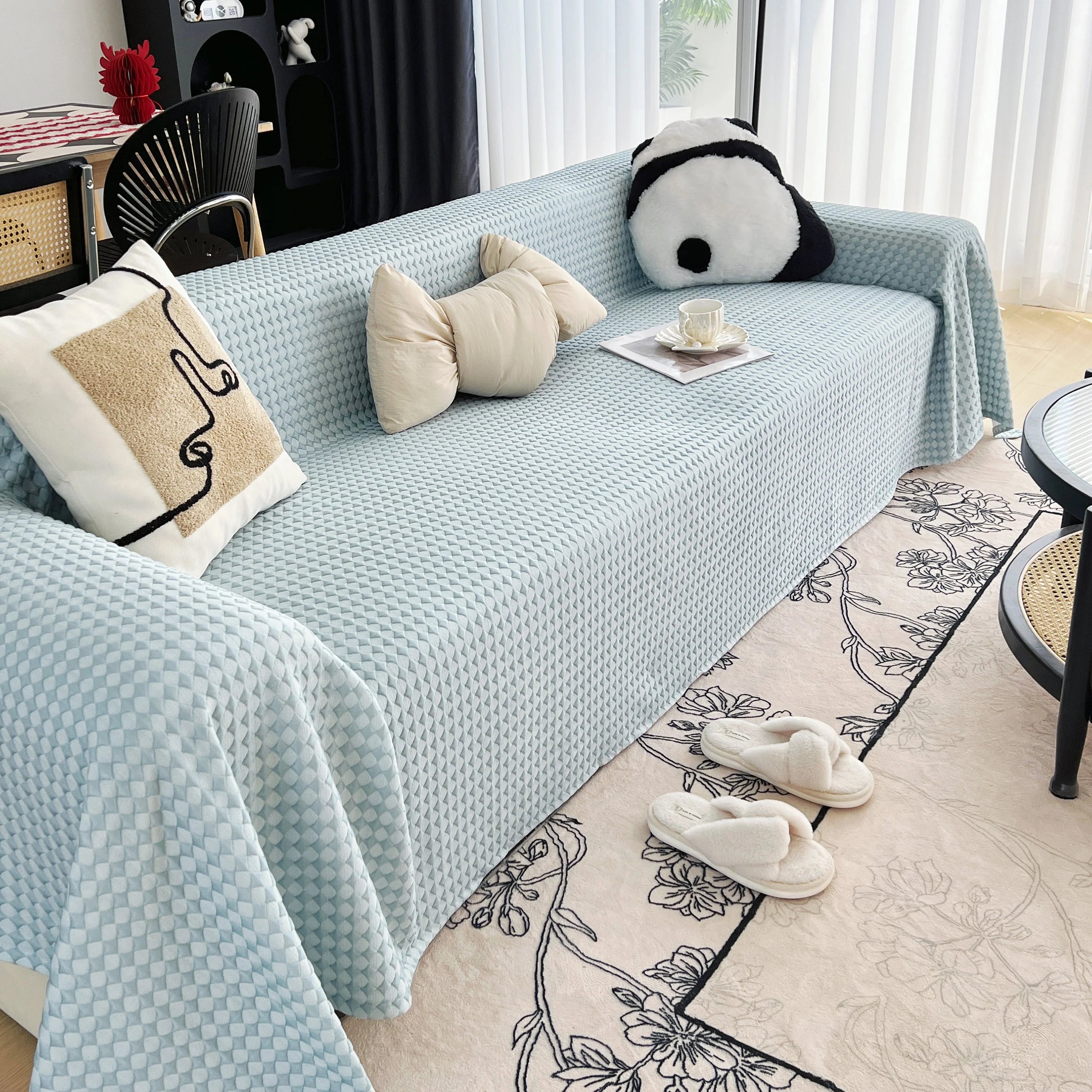 Cooling Textured Sofa Cover Washable Soft Couch Throw Blanket for Summer & Pets - Image 77