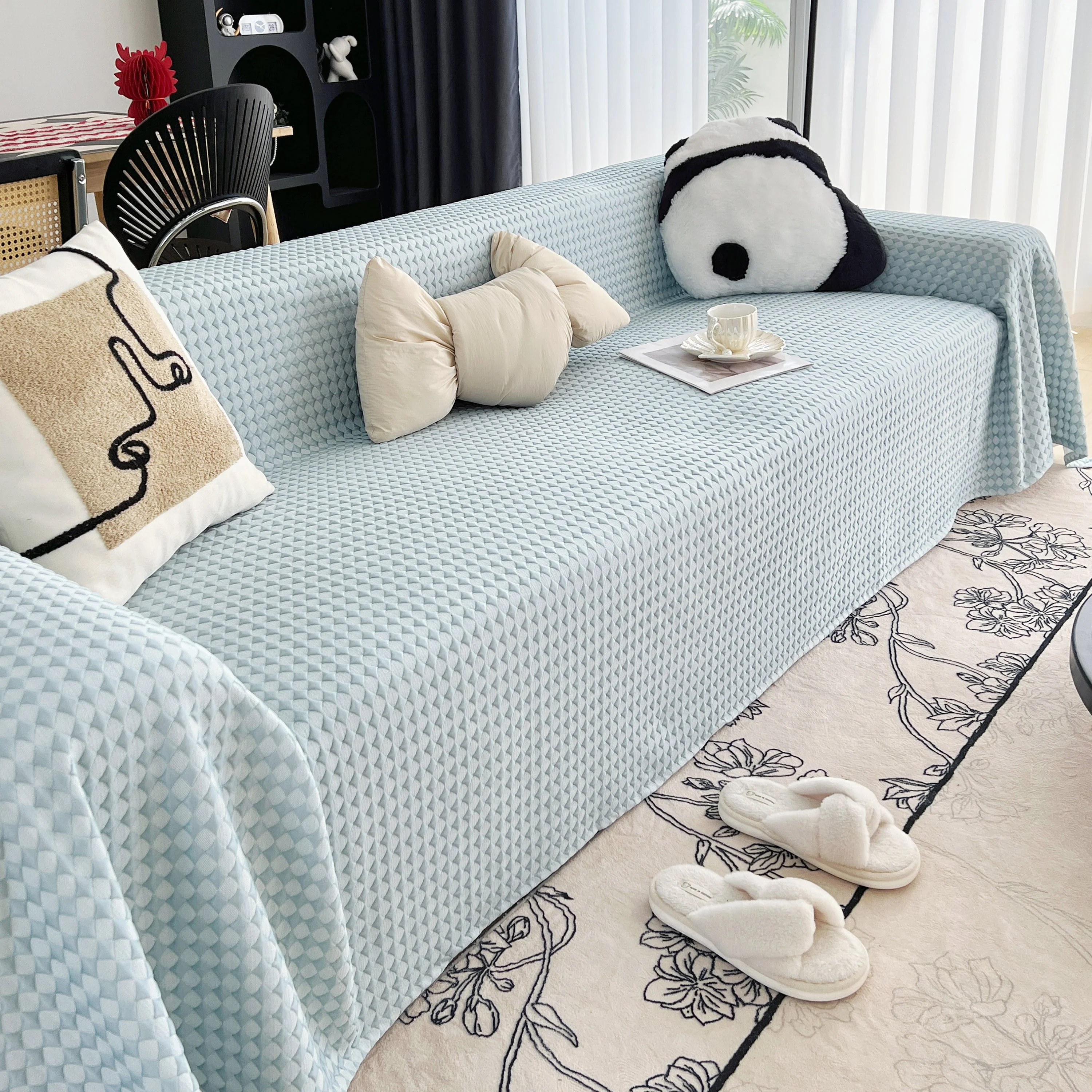 Cooling Textured Sofa Cover Washable Soft Couch Throw Blanket for Summer & Pets - Image 78