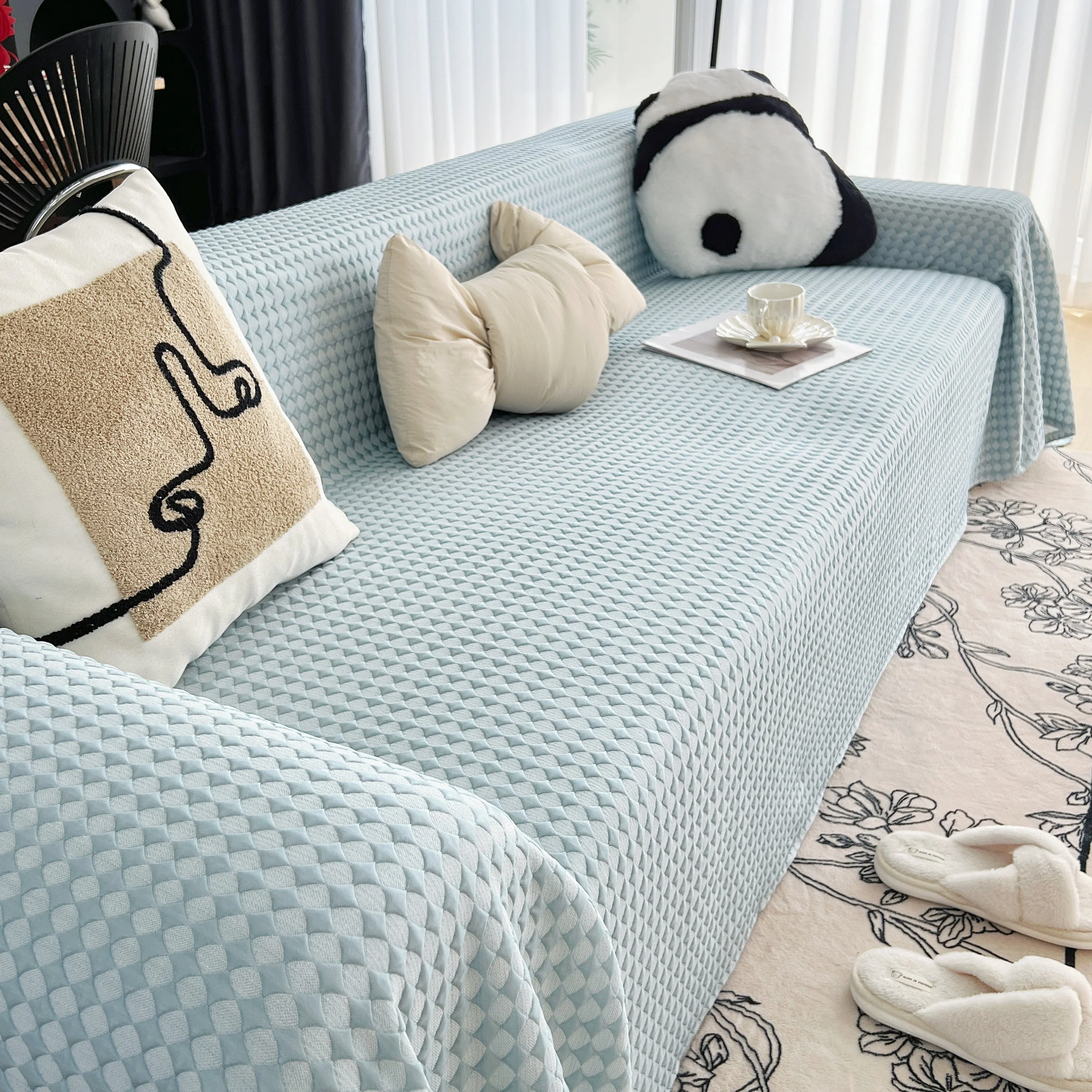 Cooling Textured Sofa Cover Washable Soft Couch Throw Blanket for Summer & Pets - Image 79