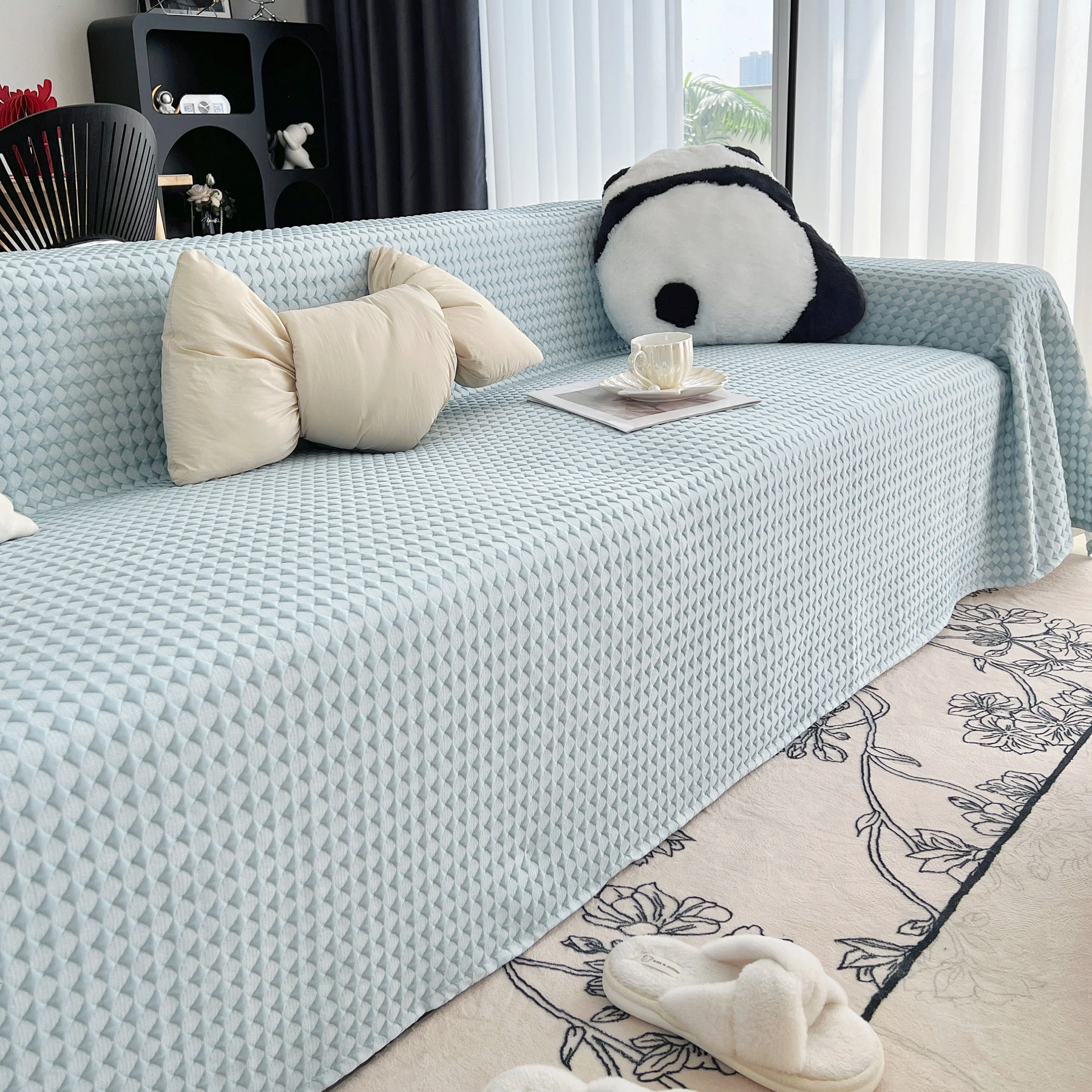 Cooling Textured Sofa Cover Washable Soft Couch Throw Blanket for Summer & Pets - Image 81