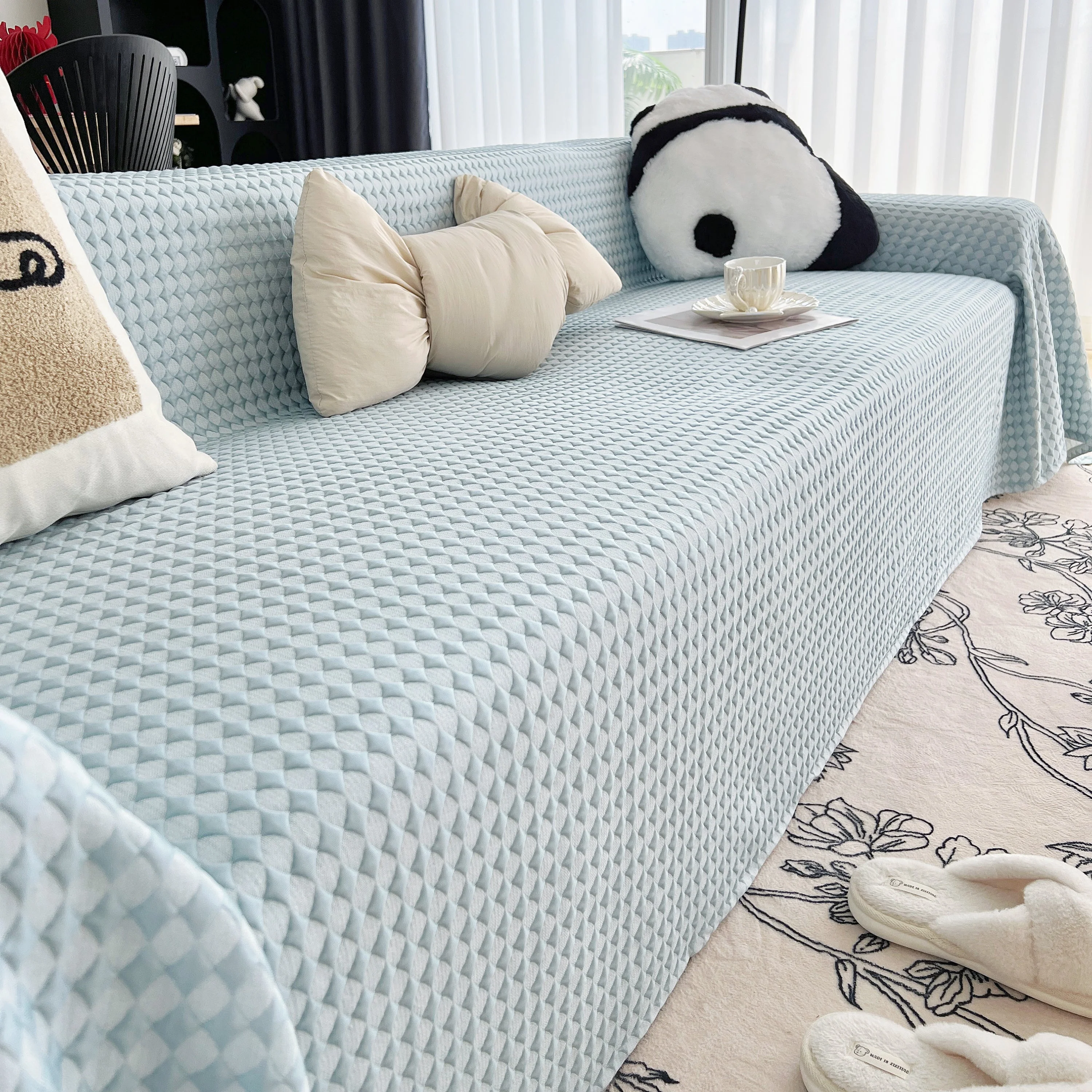Cooling Textured Sofa Cover Washable Soft Couch Throw Blanket for Summer & Pets - Image 82