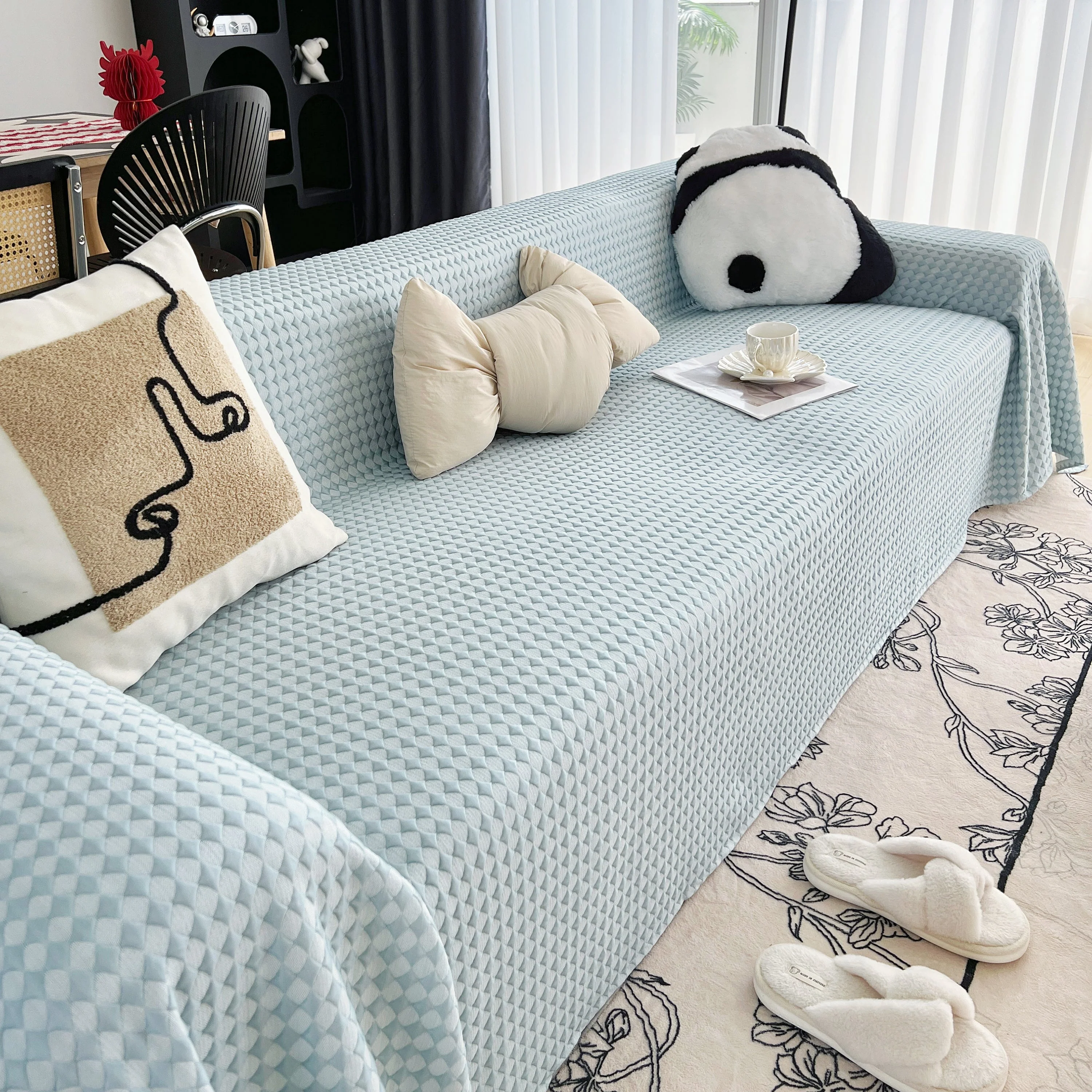 Cooling Textured Sofa Cover Washable Soft Couch Throw Blanket for Summer & Pets - Image 83