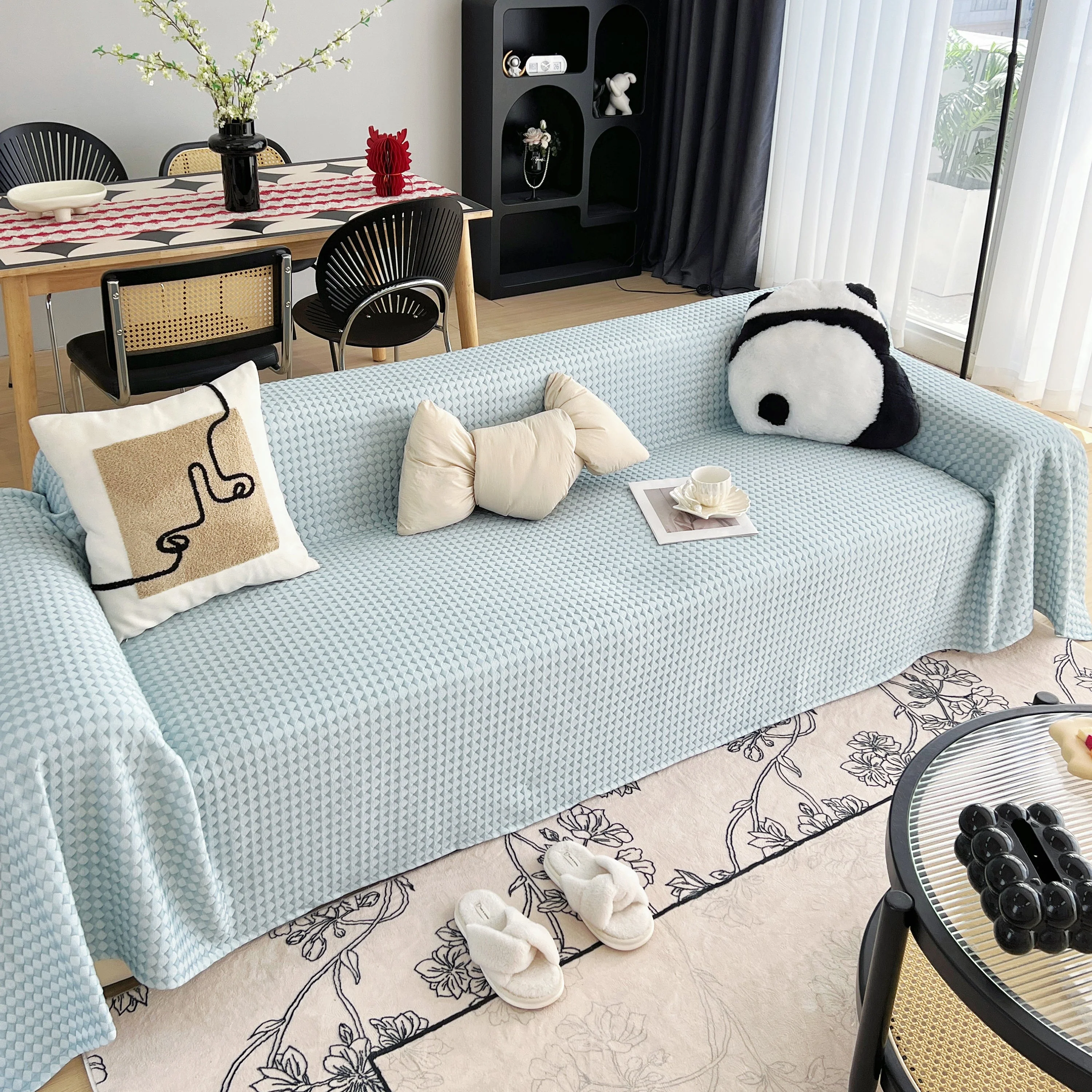 Cooling Textured Sofa Cover Washable Soft Couch Throw Blanket for Summer & Pets - Image 84