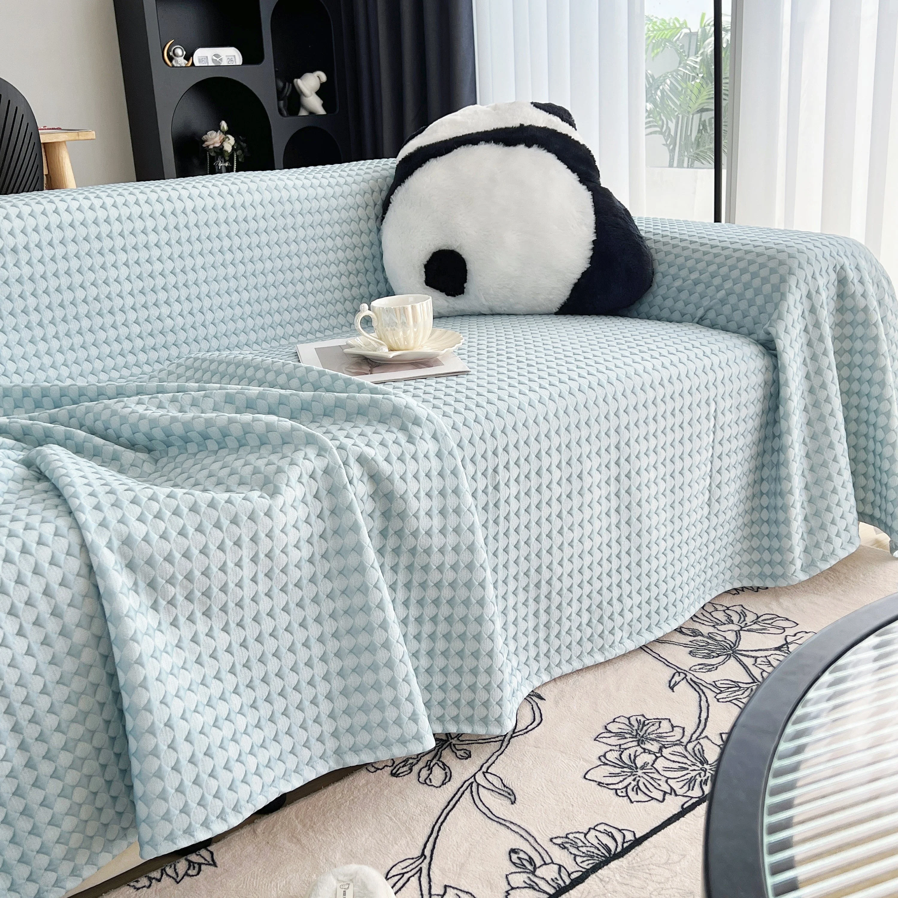 Cooling Textured Sofa Cover Washable Soft Couch Throw Blanket for Summer & Pets - Image 85