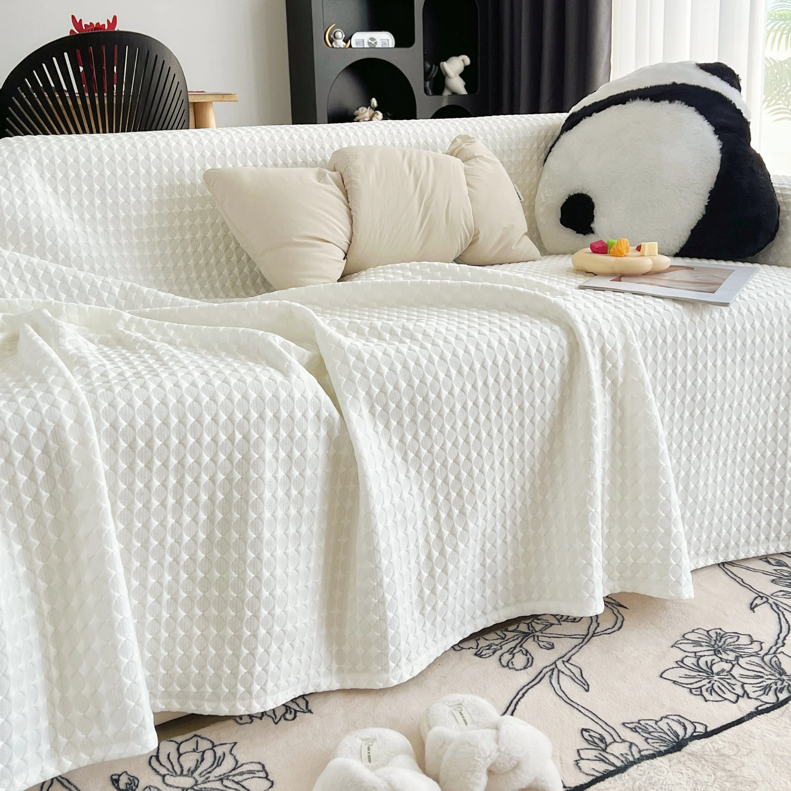 Cooling Textured Sofa Cover Washable Soft Couch Throw Blanket for Summer & Pets - Image 97