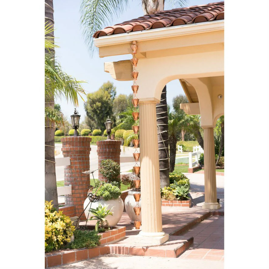 Copper 8.5 Ft Floral Petal Cups Rain Chain - Image 2
