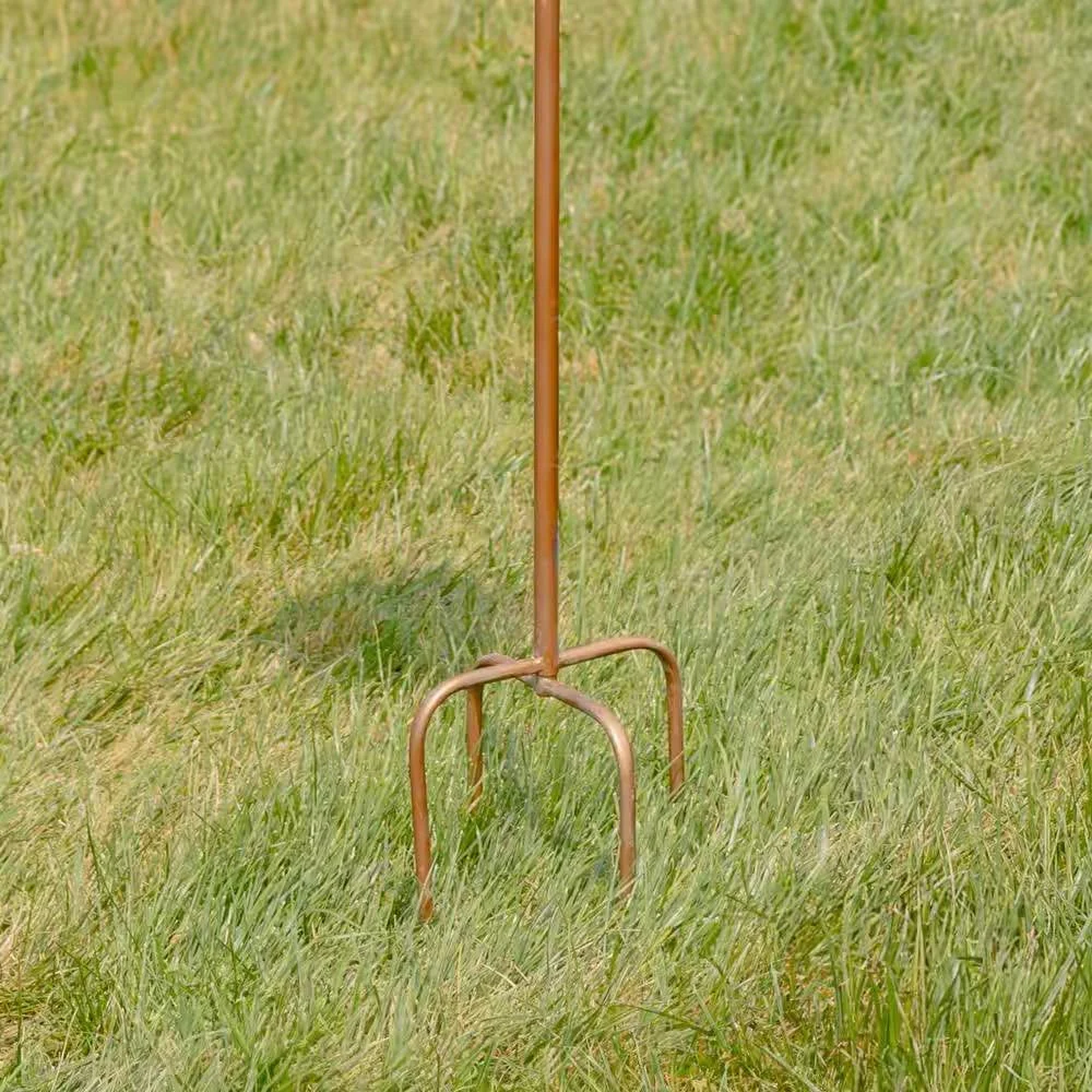 Copper Finish Metal Garden Birdhouse with Stake and Pole - Image 3