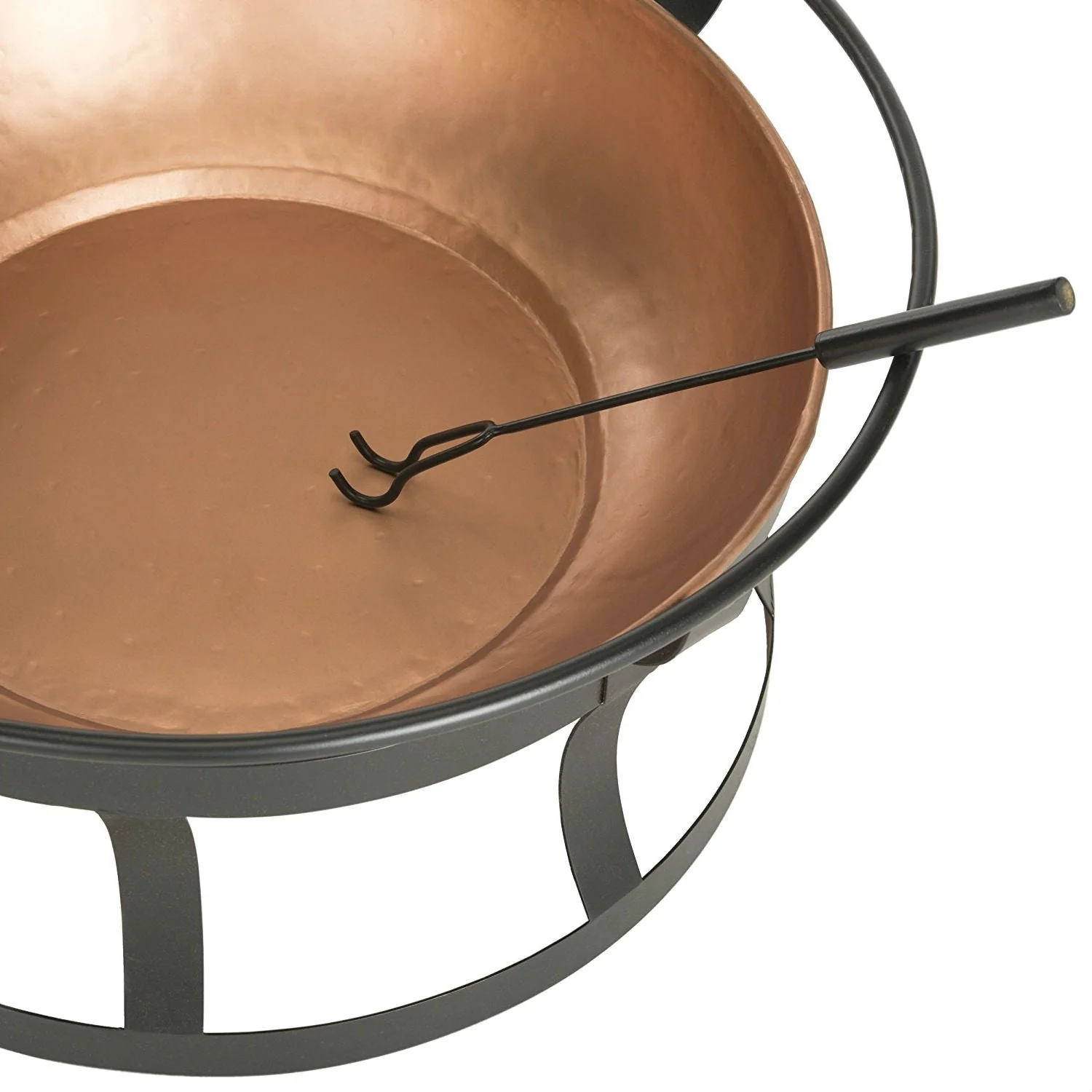 Copper Fire Pit with Black Iron Stand Grate and Fire Poker - Image 2