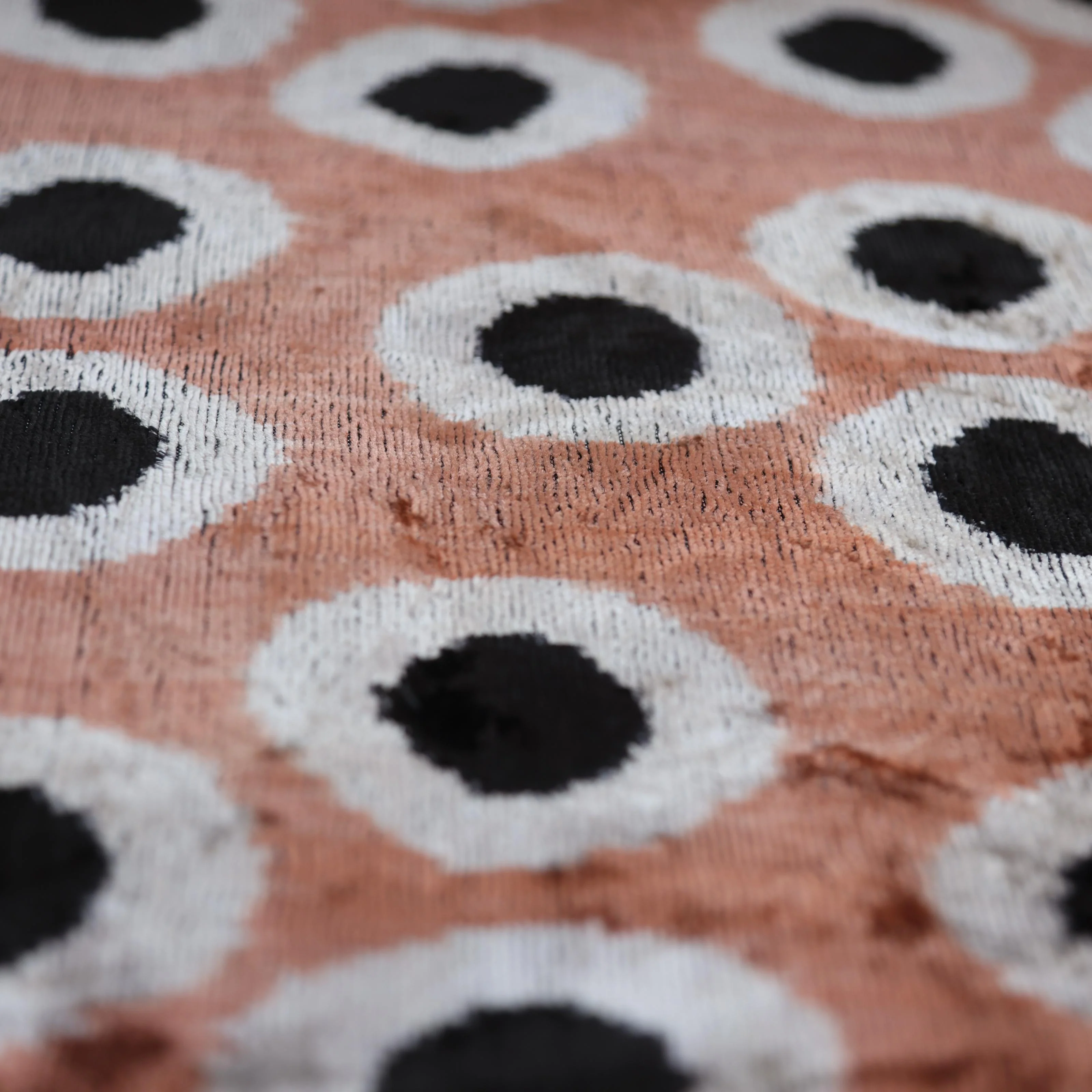 Copper Gold Black Dot Silk Velvet Lumbar Pillow – 16x24 Handmade Modern Cushion - Image 3