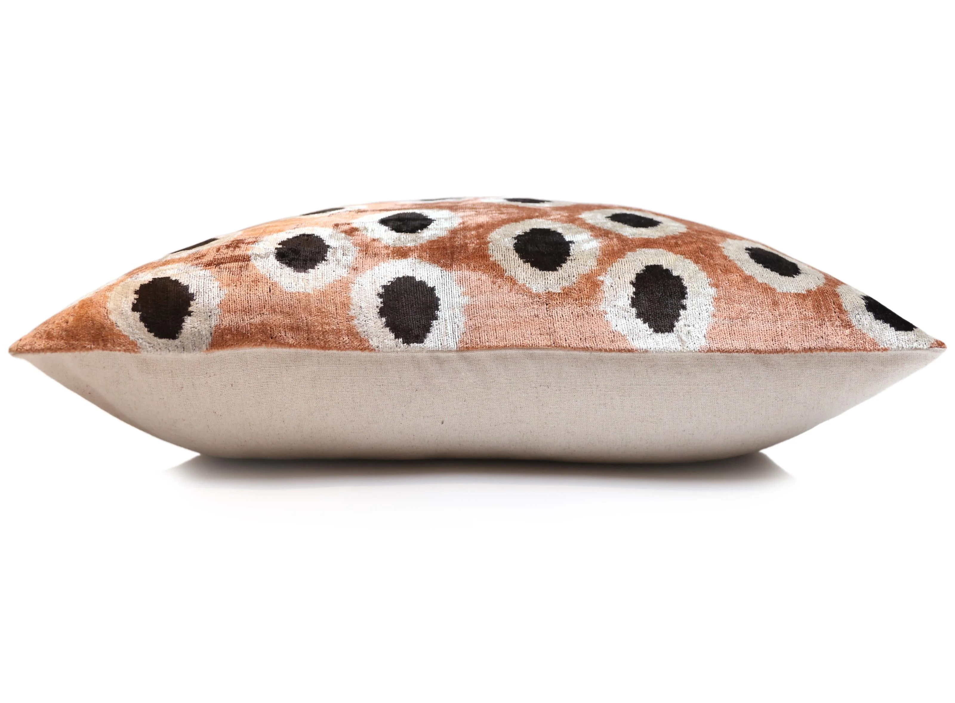 Copper Gold Black Dot Silk Velvet Lumbar Pillow – 16x24 Handmade Modern Cushion - Image 4