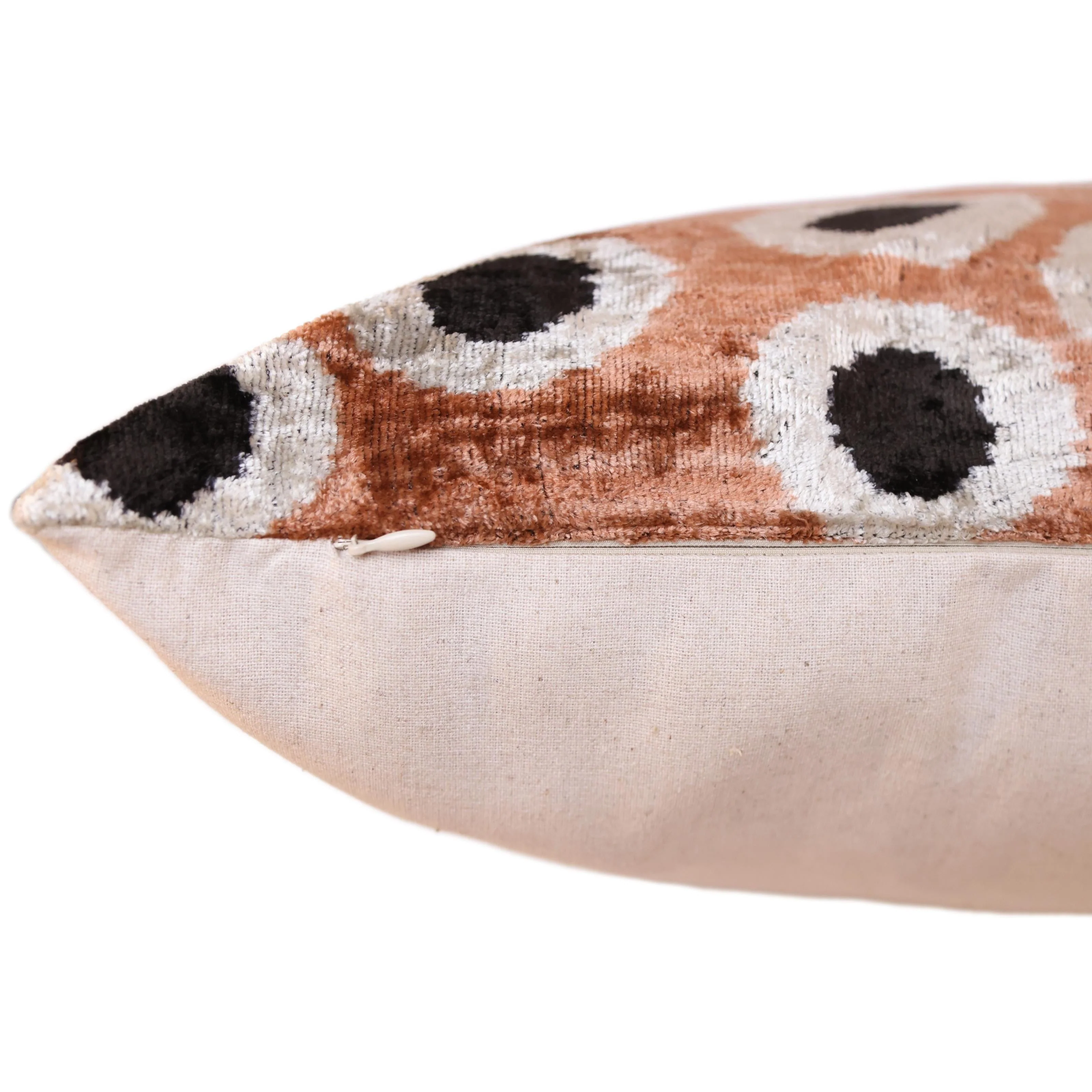 Copper Gold Black Dot Silk Velvet Lumbar Pillow – 16x24 Handmade Modern Cushion - Image 6