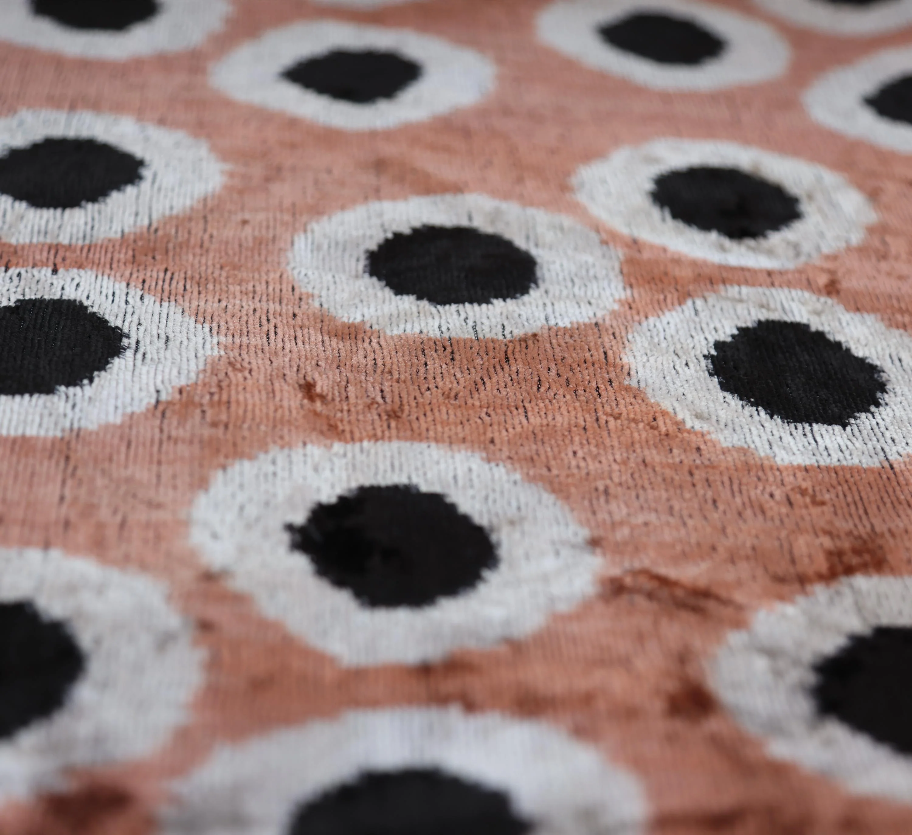 Copper Gold Black Dot Silk Velvet Pillow – 16x16 Handmade Modern Cushion - Image 3