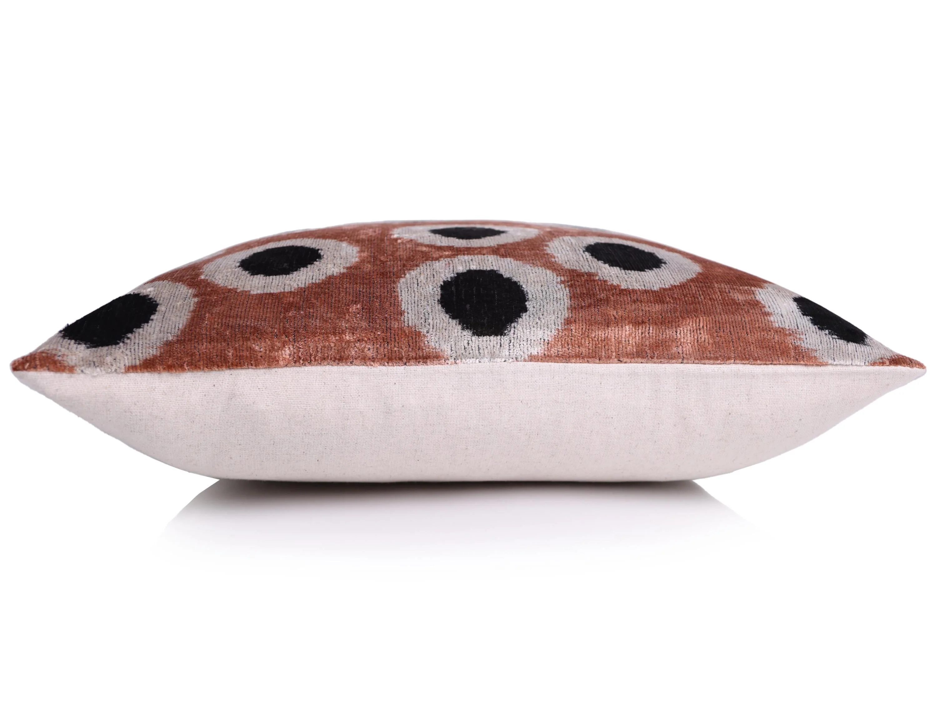 Copper Gold Black Dot Silk Velvet Pillow – 16x16 Handmade Modern Cushion - Image 4