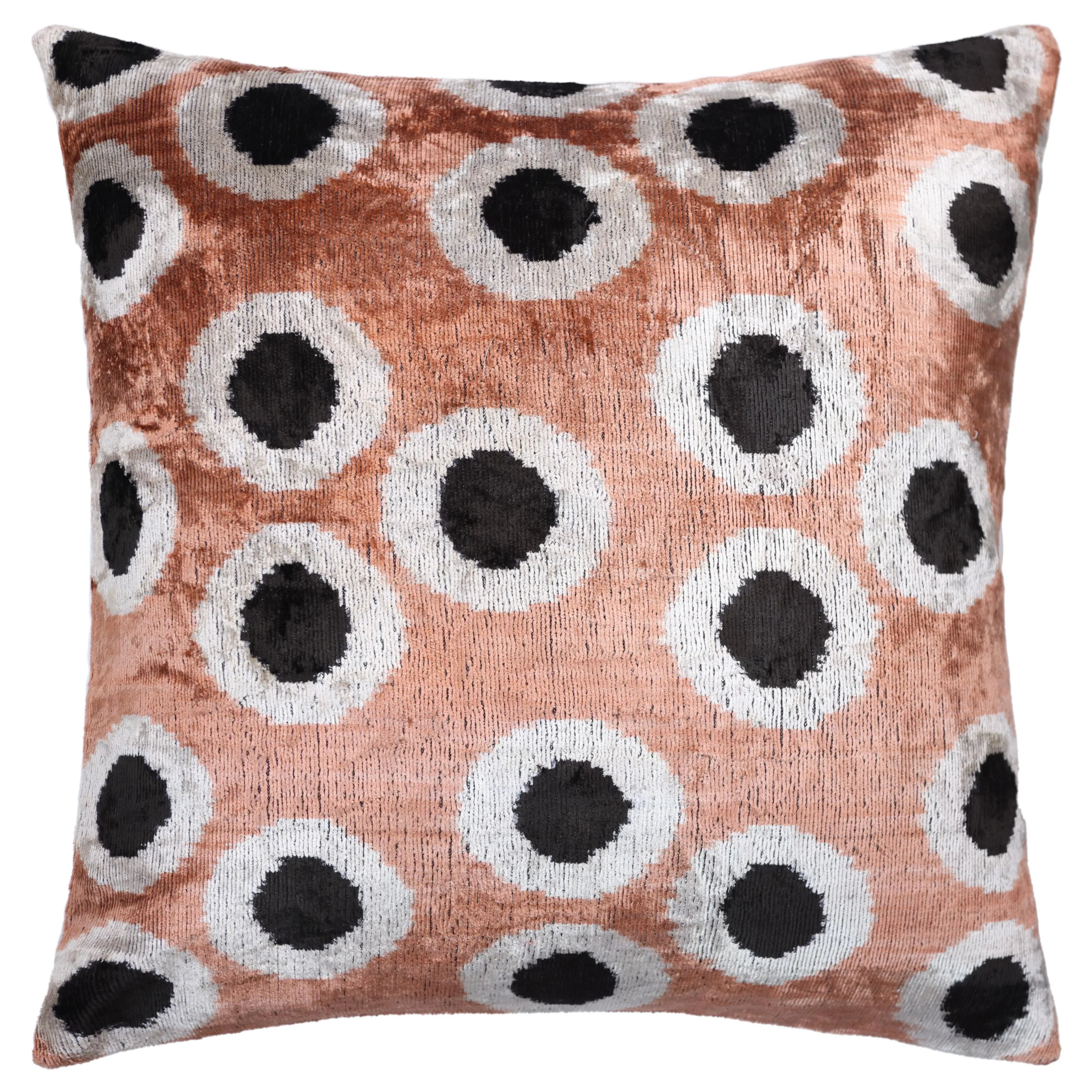Copper Gold Black Dot Silk Velvet Pillow – 16x16 Handmade Modern Cushion - Image 5