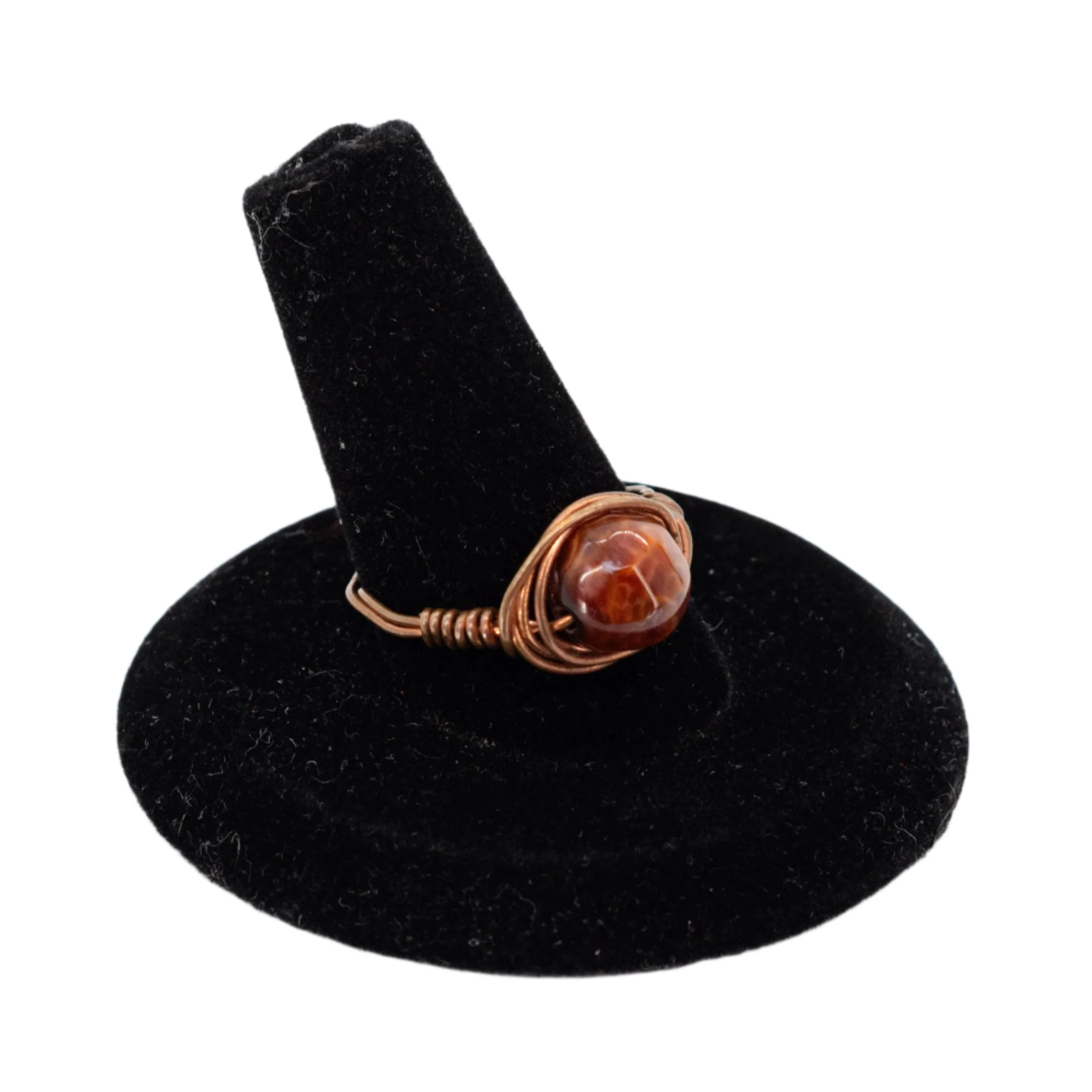 Copper Wire-Wrapped Fire Agate Ring | Size 7 - Image 2