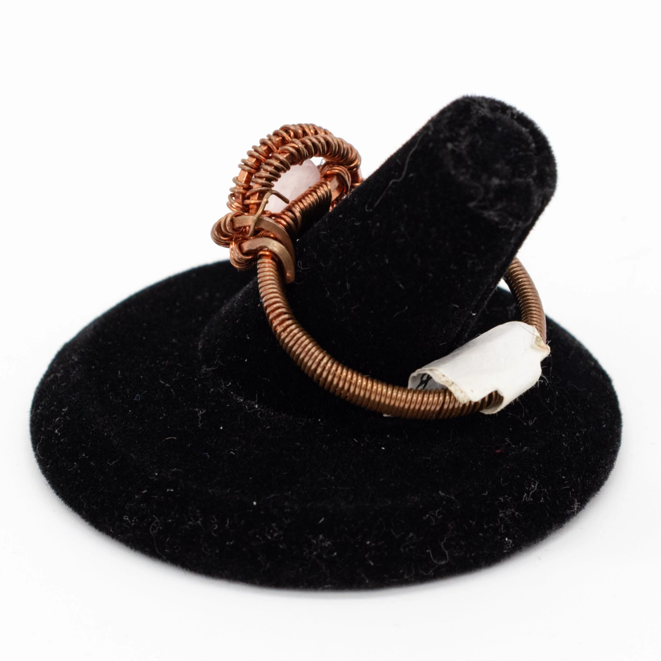 Copper Wire-Wrapped Rose Quartz Ring | Size 10 - Image 3