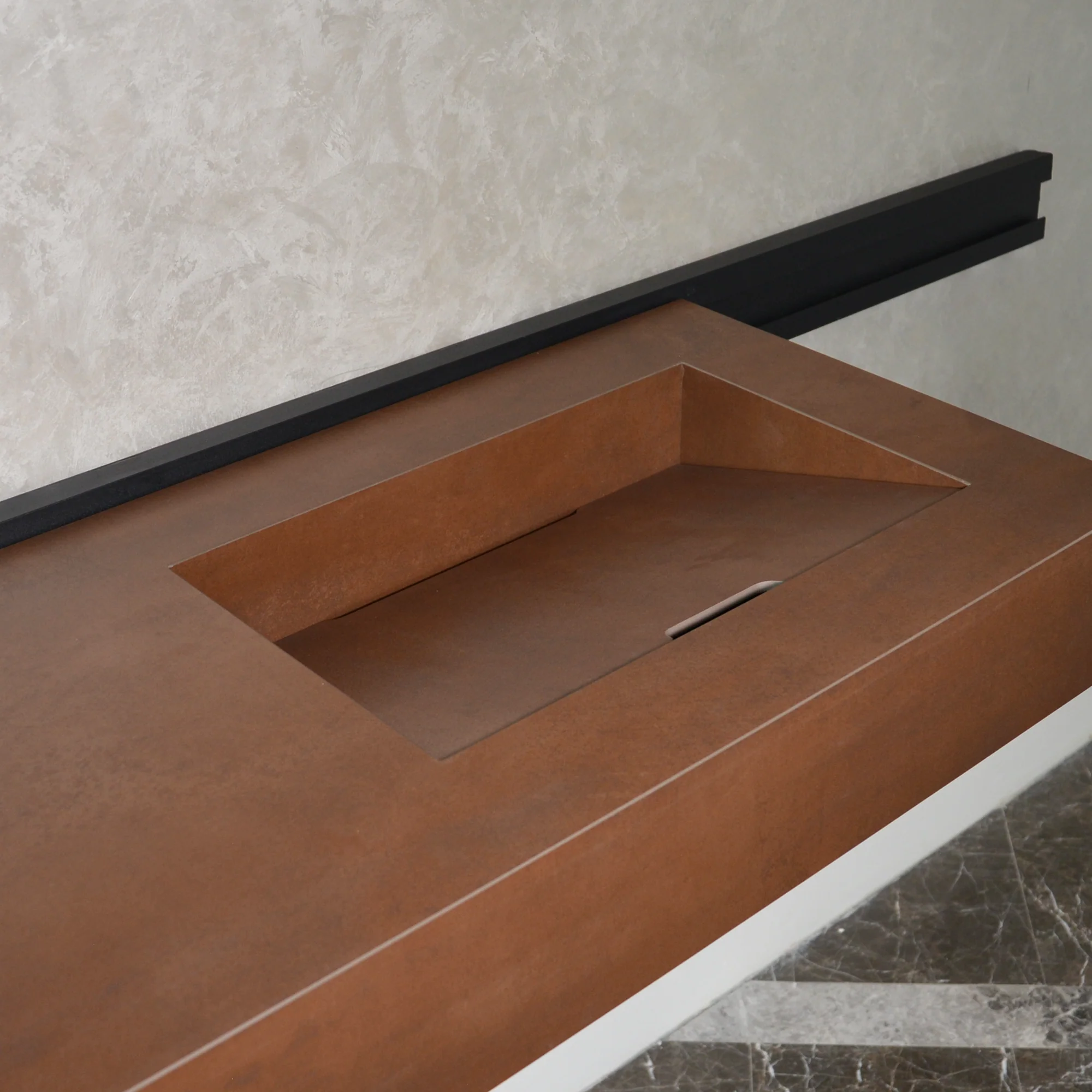 HANDCRAFTED INFINITY – METAL CORTEN ENGINEERED PORCELAIN SINK (ES-058) - Image 10