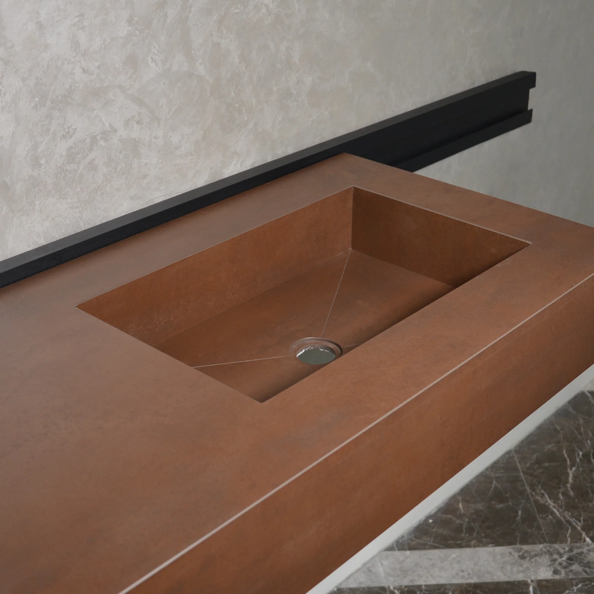 HANDCRAFTED INFINITY – METAL CORTEN ENGINEERED PORCELAIN SINK (ES-058) - Image 11