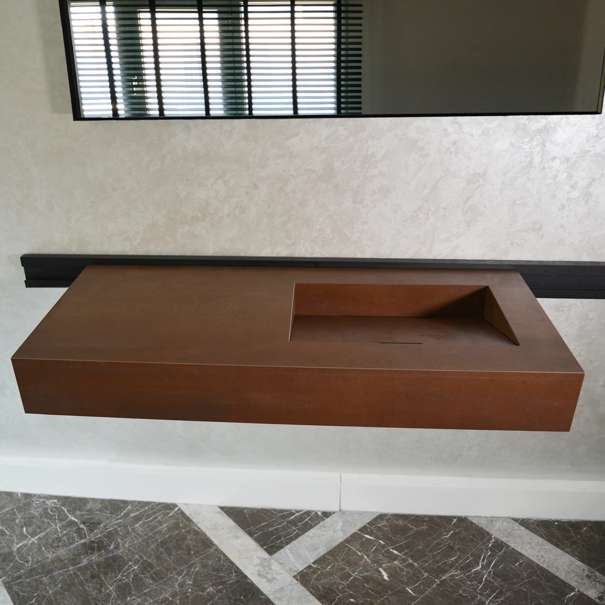 HANDCRAFTED INFINITY – METAL CORTEN ENGINEERED PORCELAIN SINK (ES-058) - Image 3